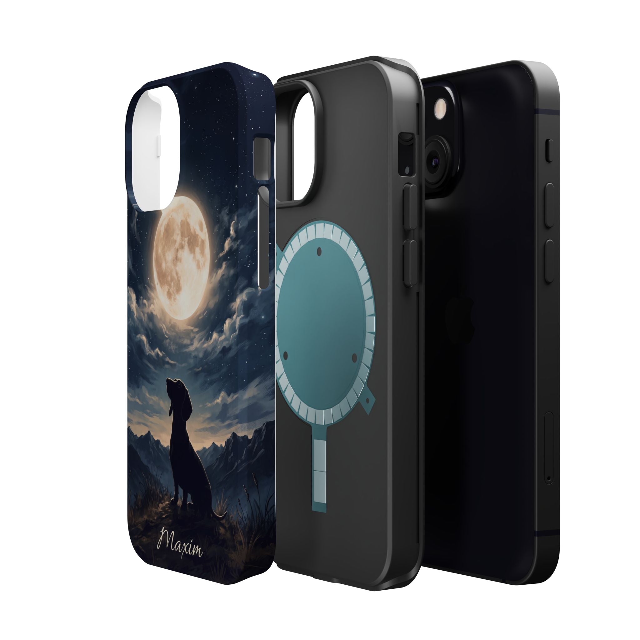Personalized Dachshund Moonlight Phone Case — Wireless Charging Cover
