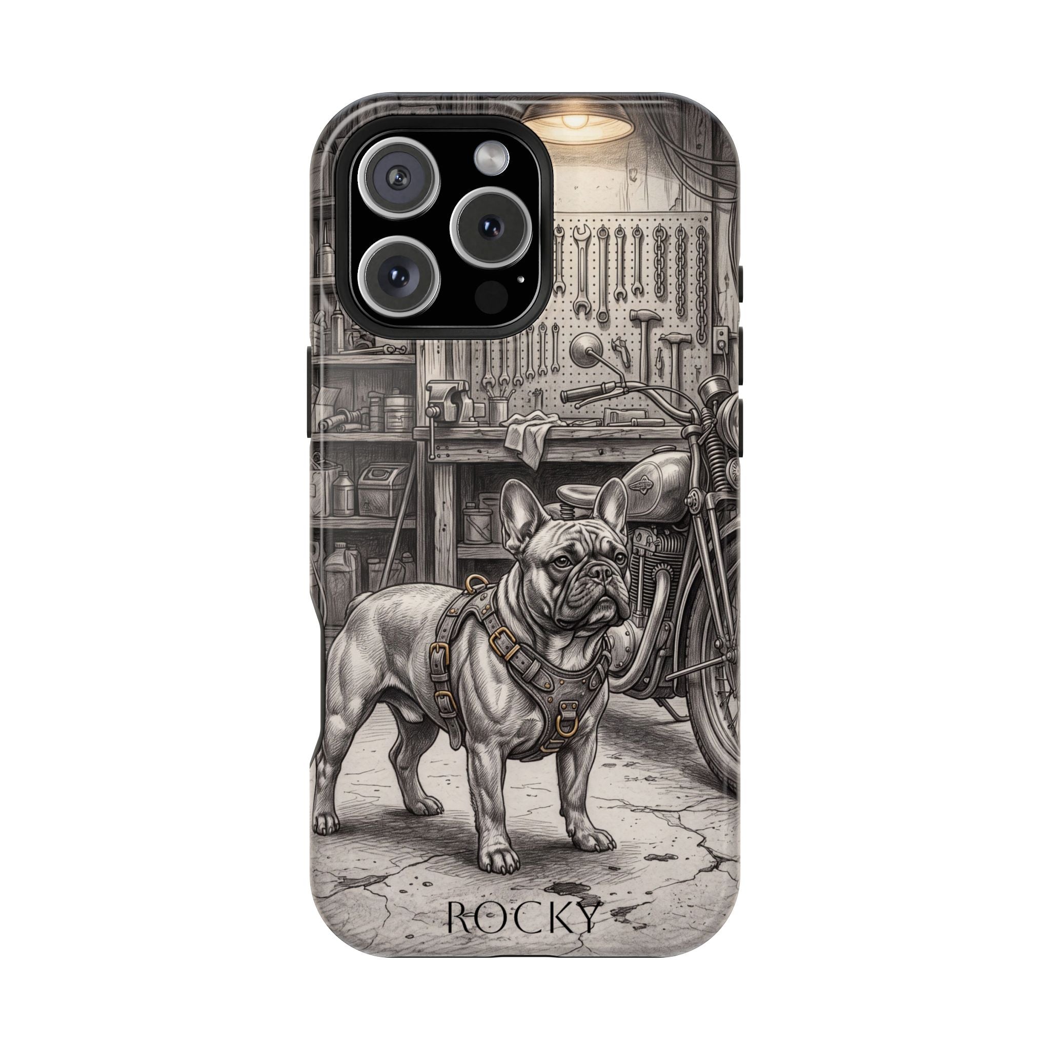 Personalized French Bulldog Vintage Street Phone Case — Wireless Charging Cover