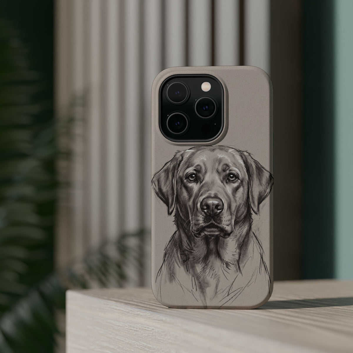 Charcoal Sketch Labrador Phone Case — Tough Magnetic Case with Wireless Charging
