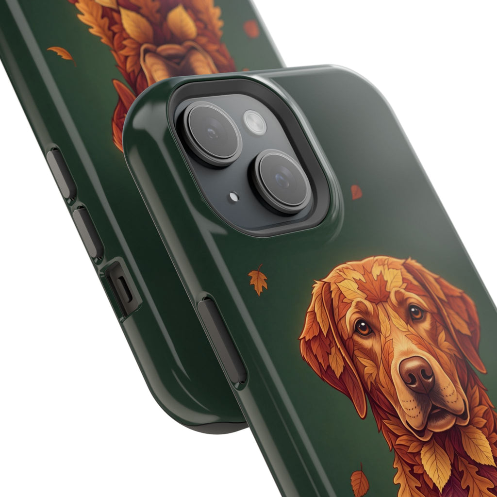Autumn Leaves Labrador Phone Case — Tough Magnetic Case with Wireless Charging