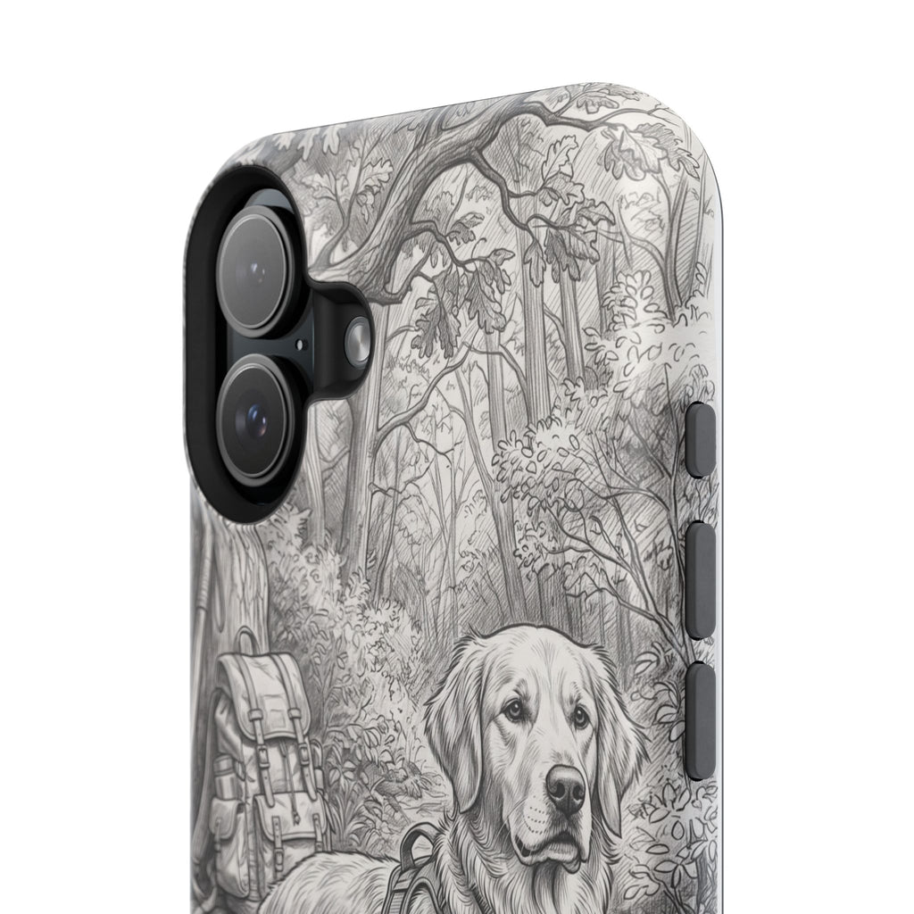 Personalized Golden Retriever Woodland Trail Phone Case — Wireless Charging Cover