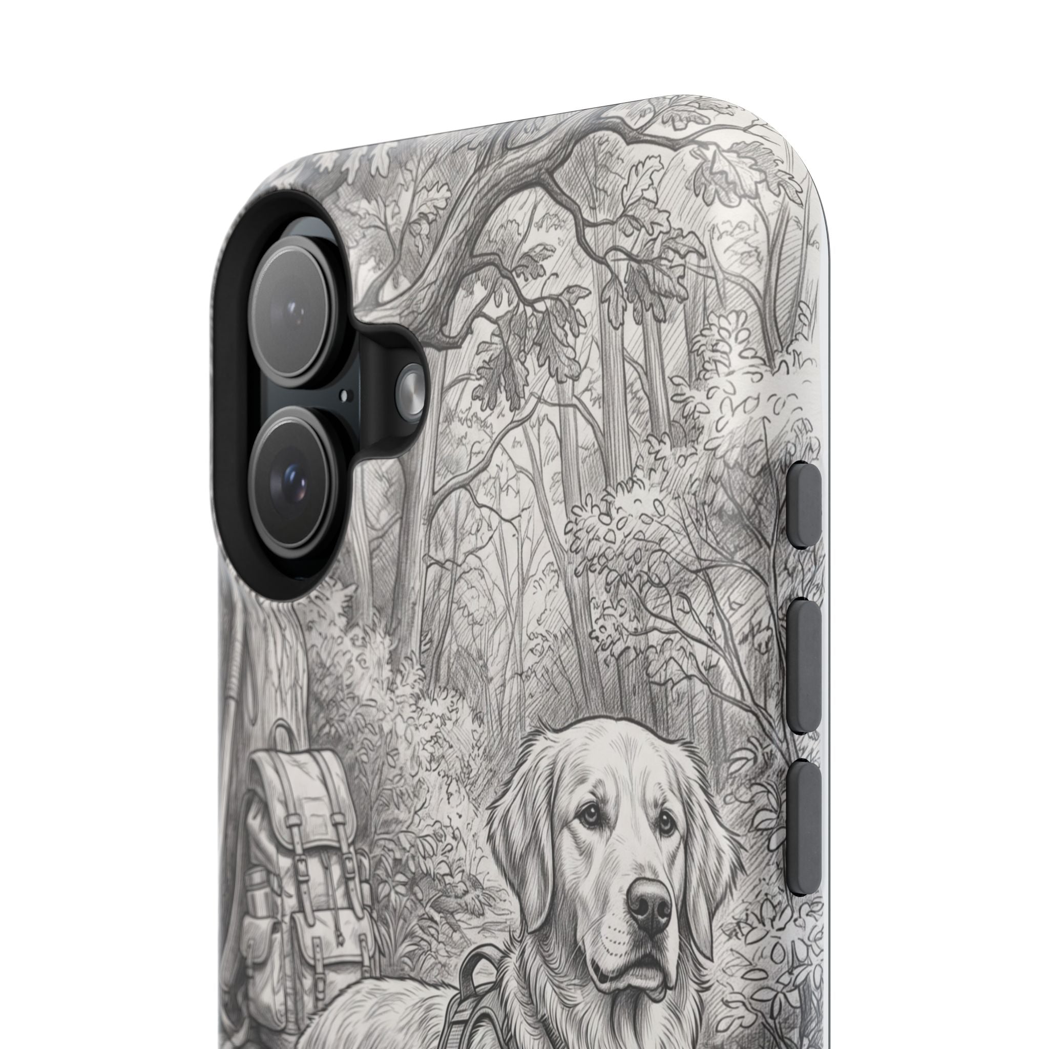 Personalized Golden Retriever Woodland Trail Phone Case — Wireless Charging Cover