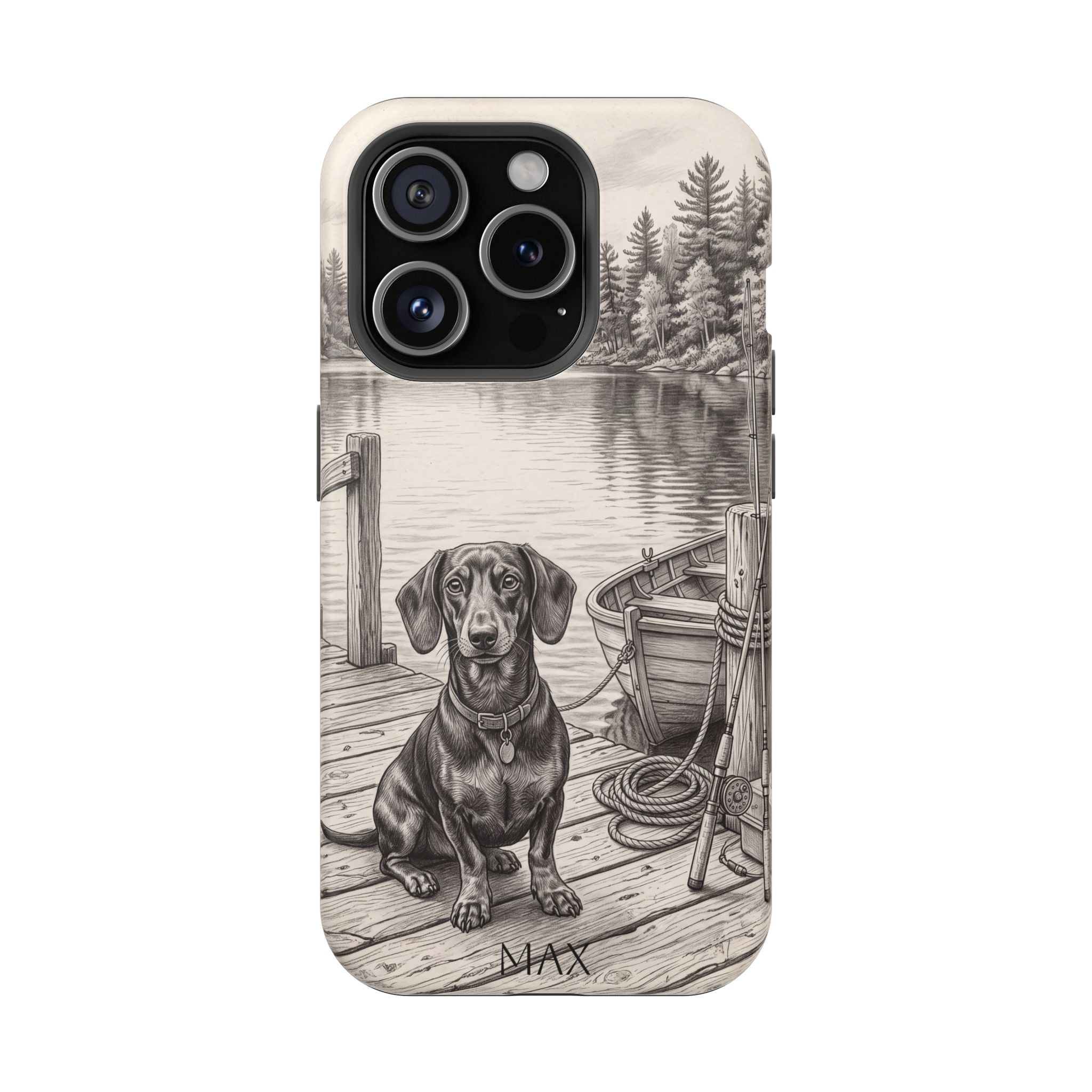 Personalized Dachshund Sunset Beach Phone Case — Wireless Charging Cover