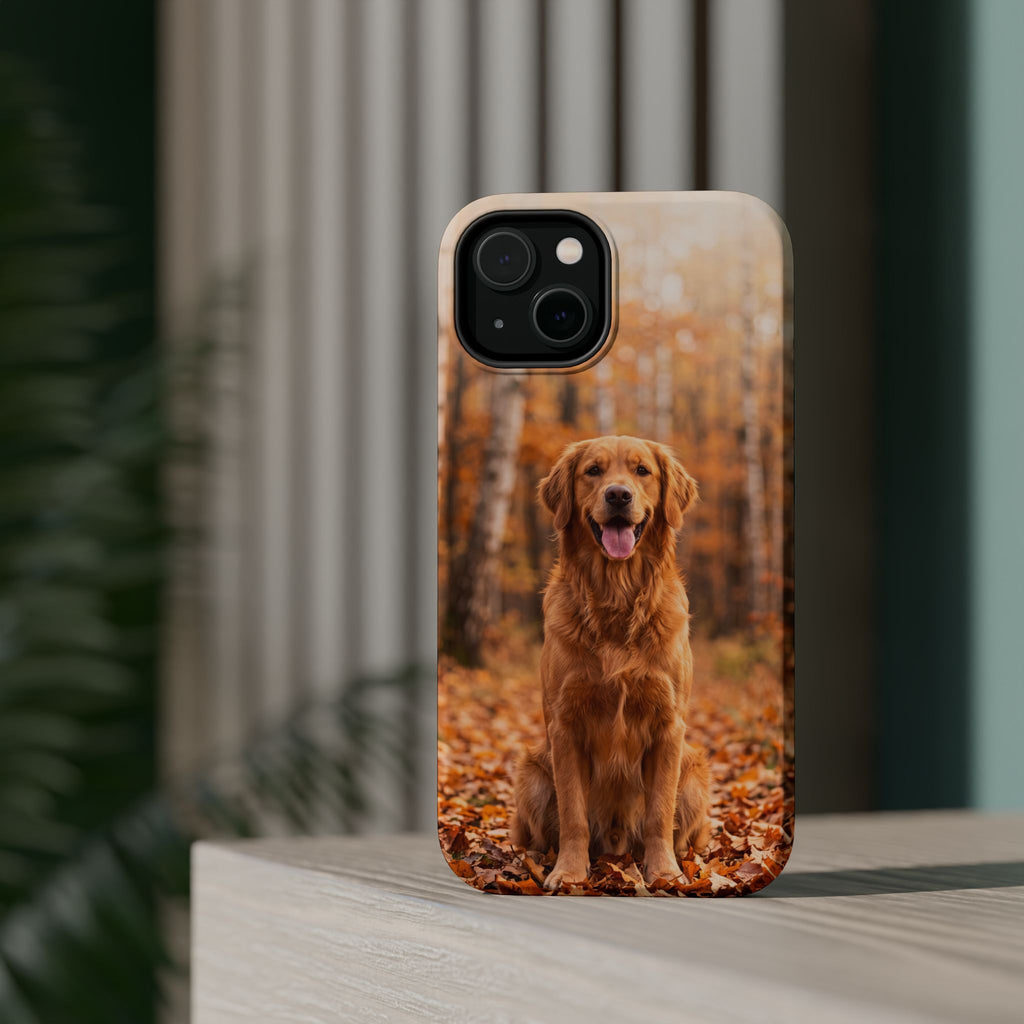 Autumn Golden Retriever Phone Case — Impact-Resistant Wireless Charging Cover
