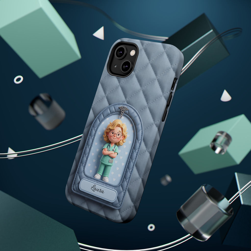 Personalized Quilted Nurse Phone Case — Wireless Charging Cover