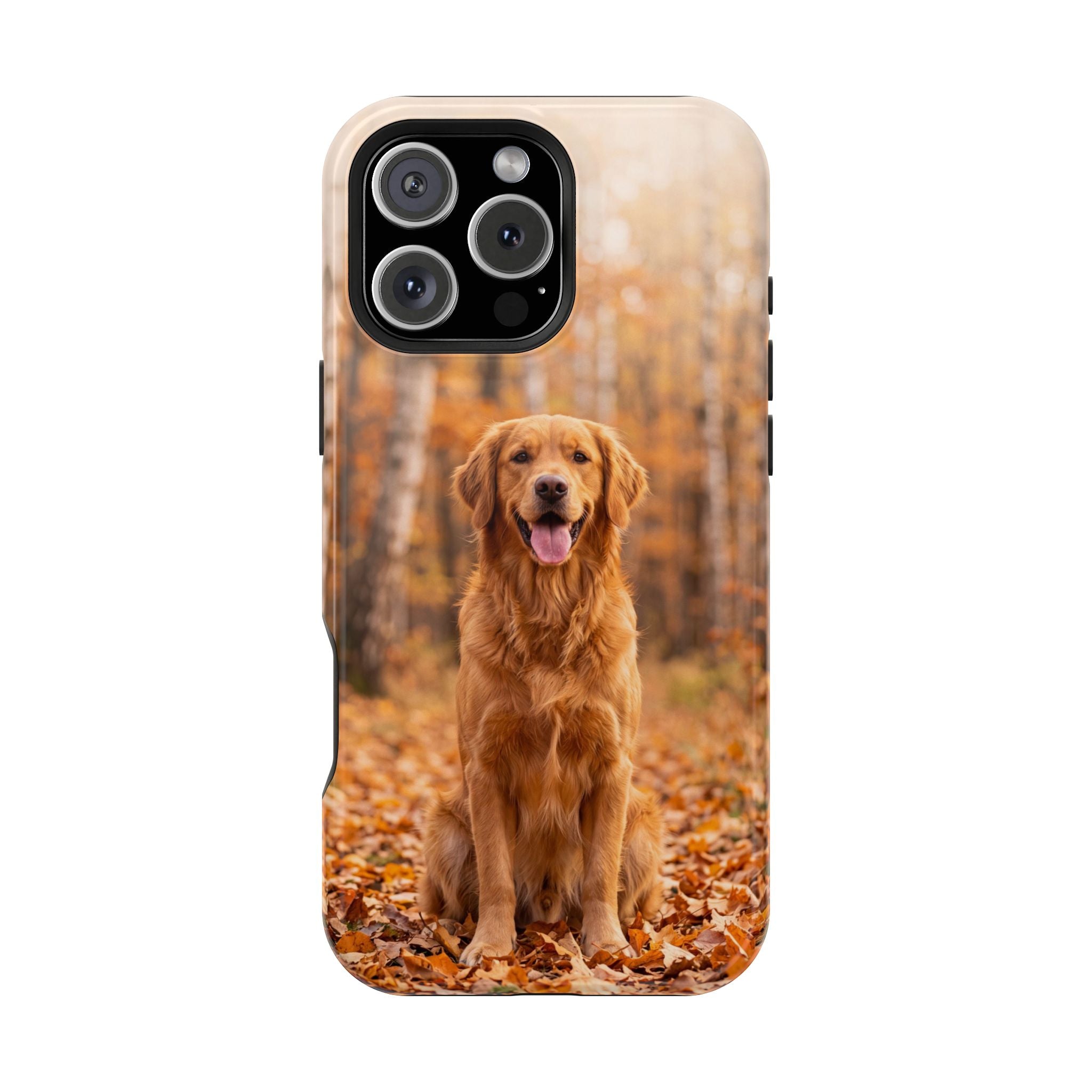 Autumn Golden Retriever Phone Case — Impact-Resistant Wireless Charging Cover