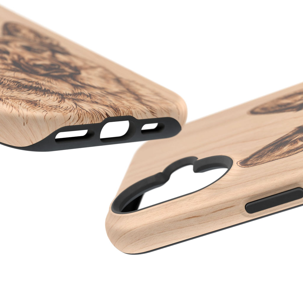 German Shepherd Phone Case | Pyrography Art — Tough Magnetic Case with Wireless Charging