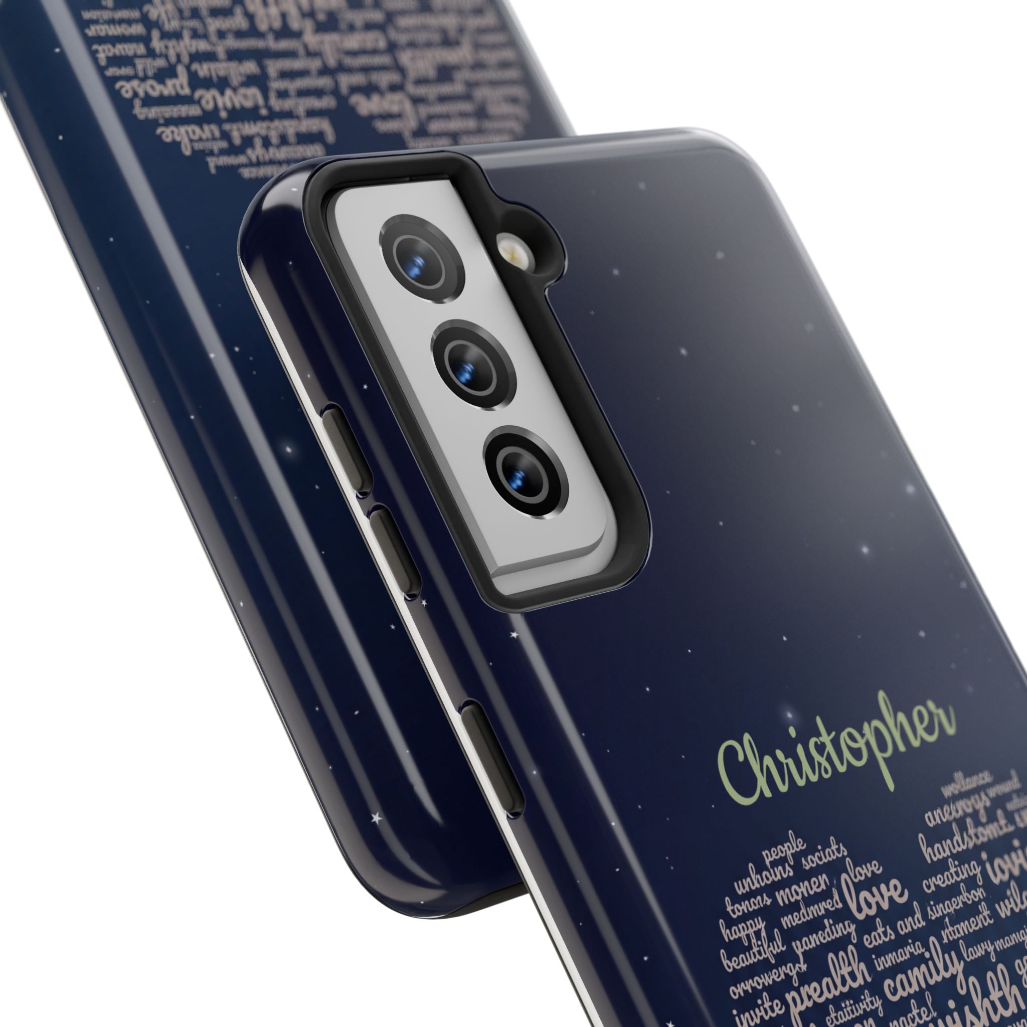 Personalized Teacher Heart Word Cloud Phone Case — Custom Name Starry Design