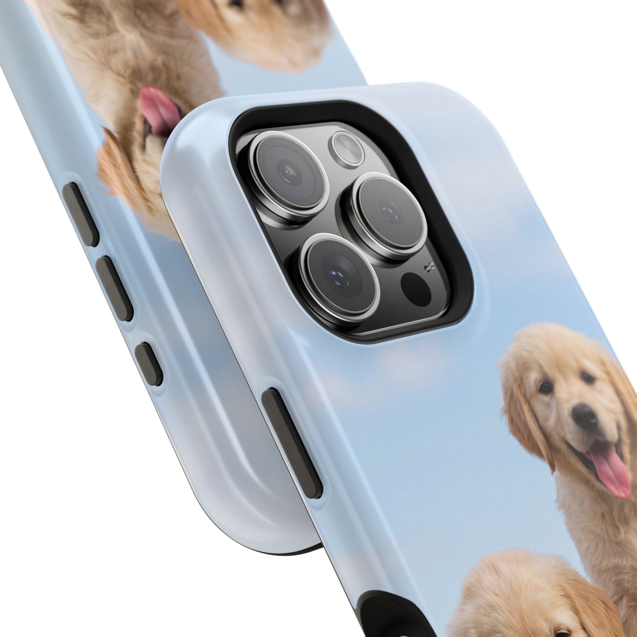 Golden Retriever Puppy Duo Phone Case — Impact-Resistant Wireless Charging Cover
