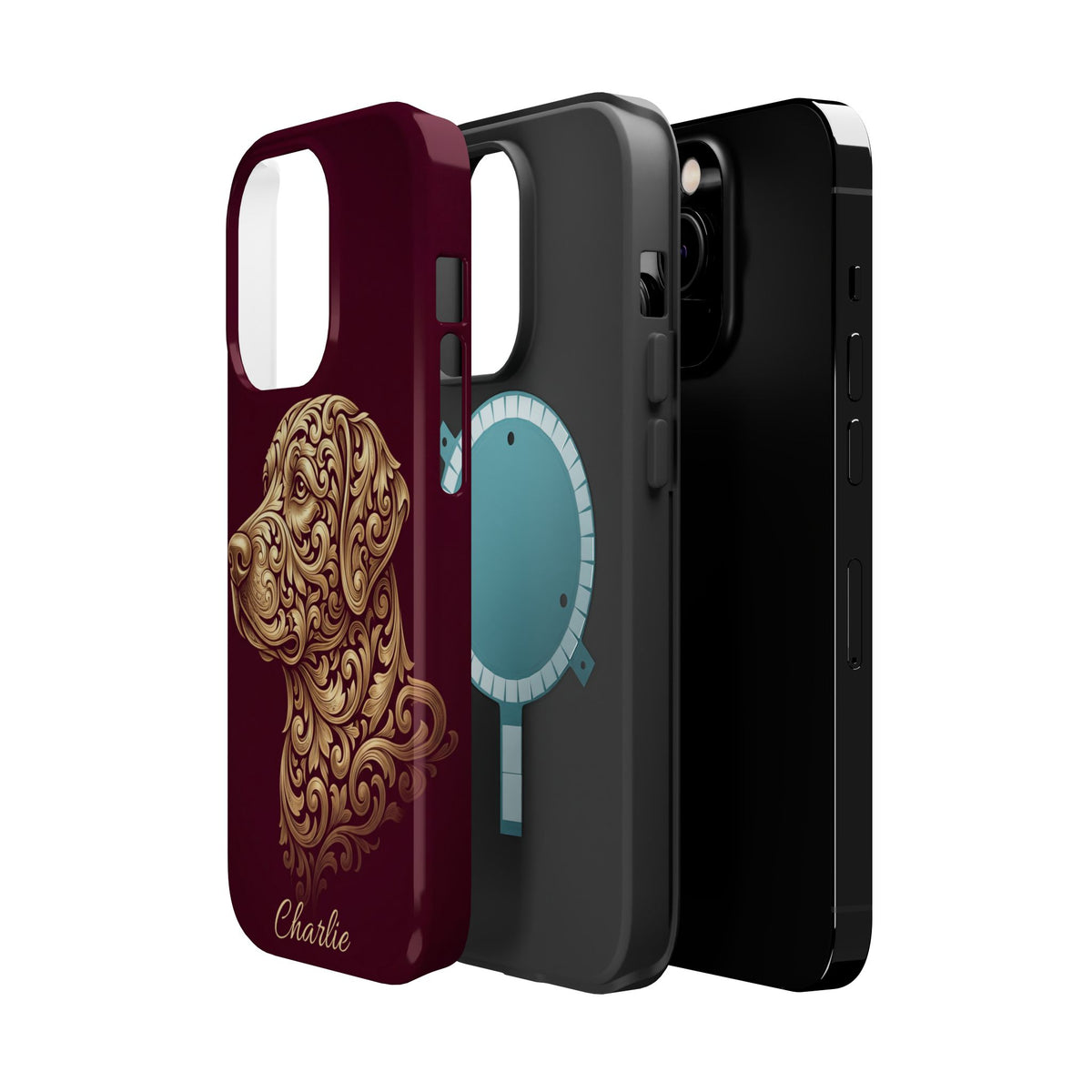 Personalized Gold Filigree Labrador Phone Case — Tough Magnetic Case with Wireless Charging