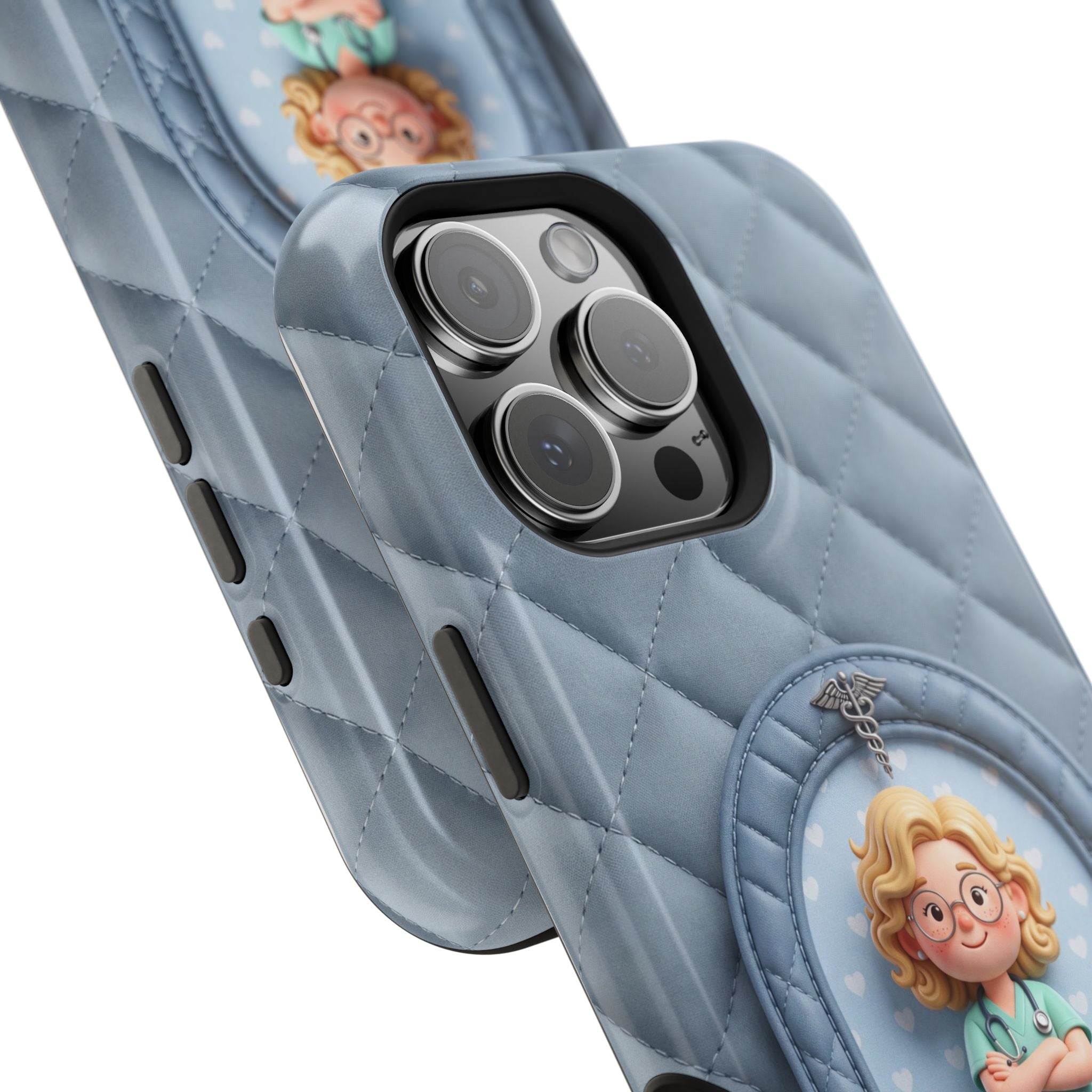 Personalized Quilted Nurse Phone Case — Wireless Charging Cover