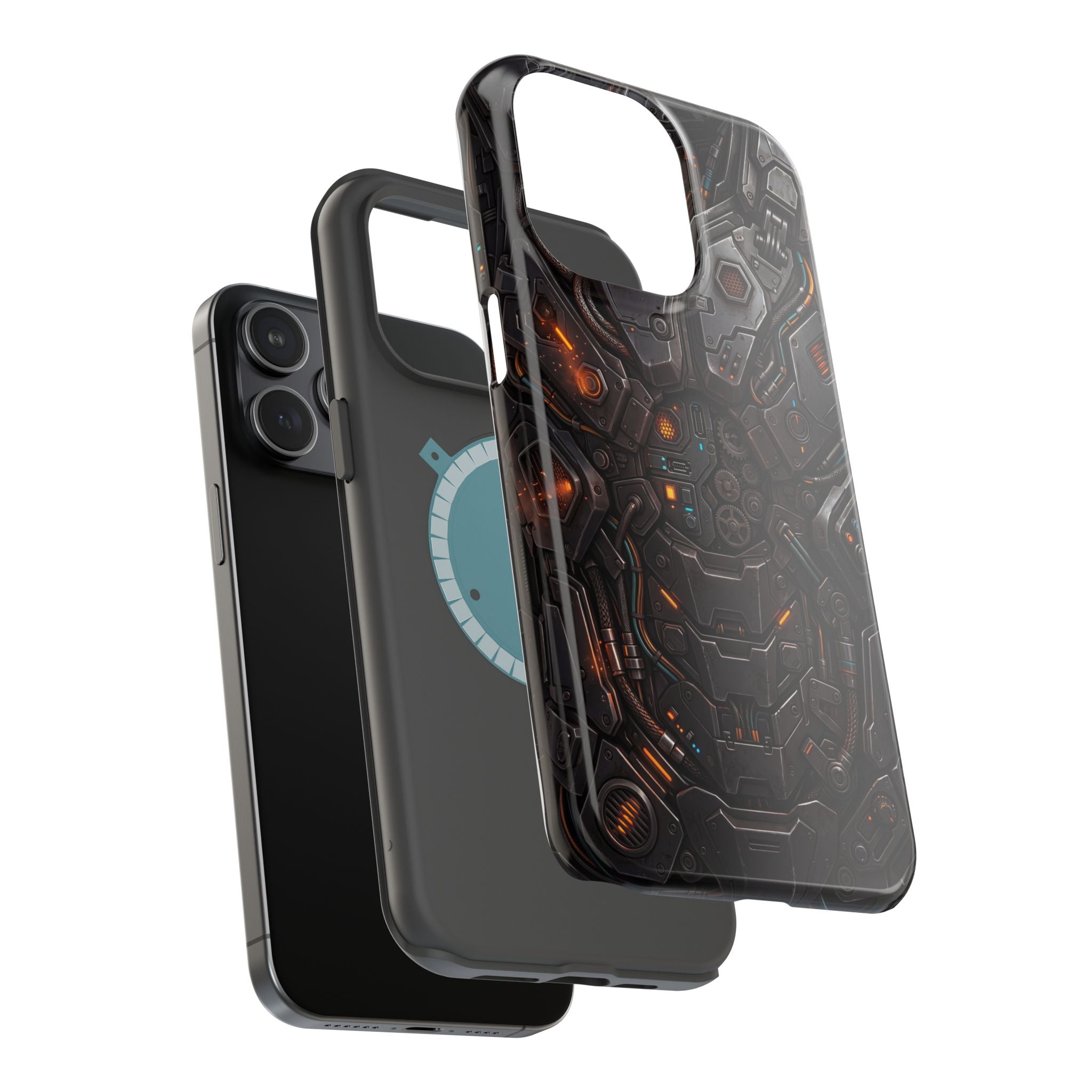 Mech Armor Phone Case — Industrial Circuit Wireless Charging Cover
