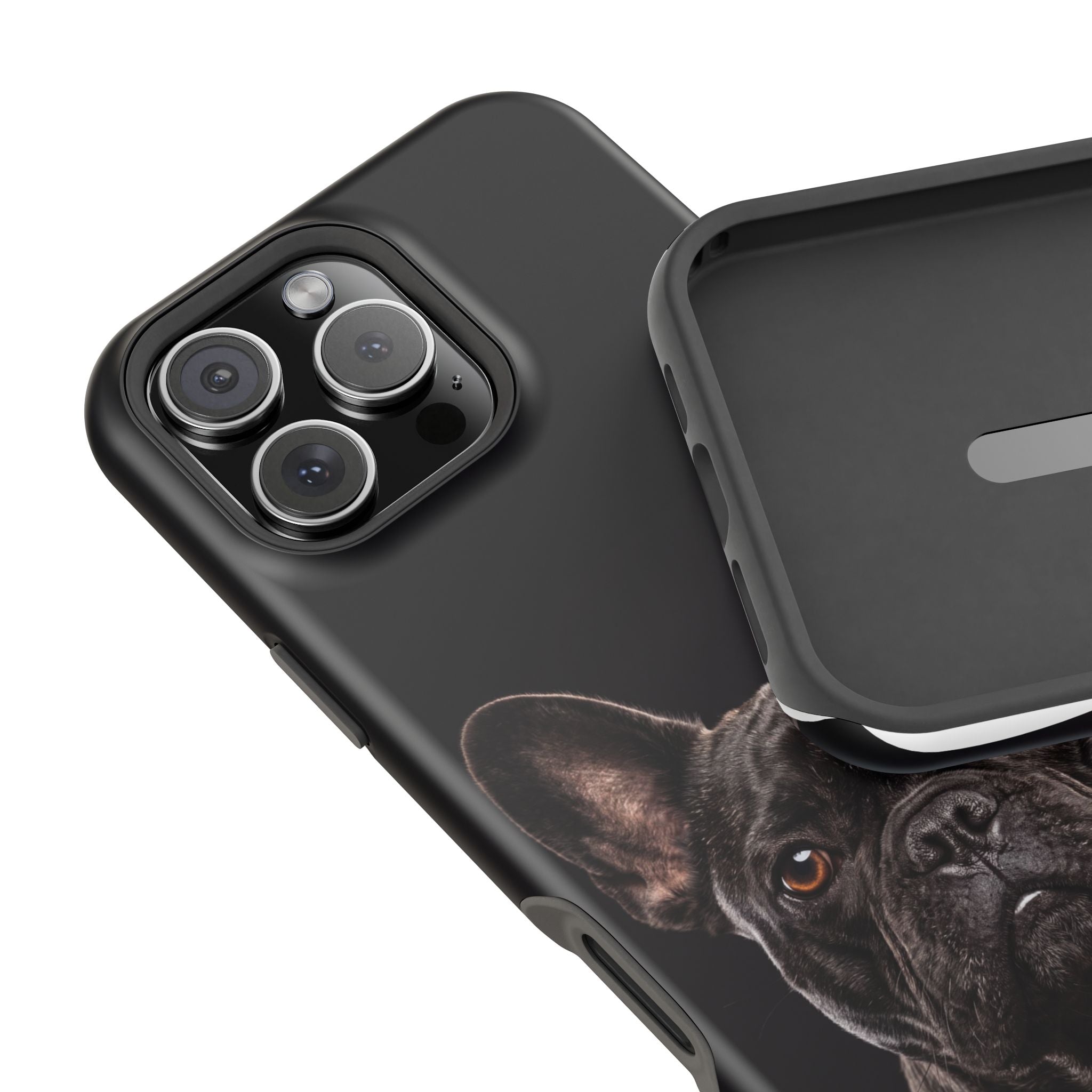 Black French Bulldog Phone Case — Impact-Resistant Wireless Charging Cover