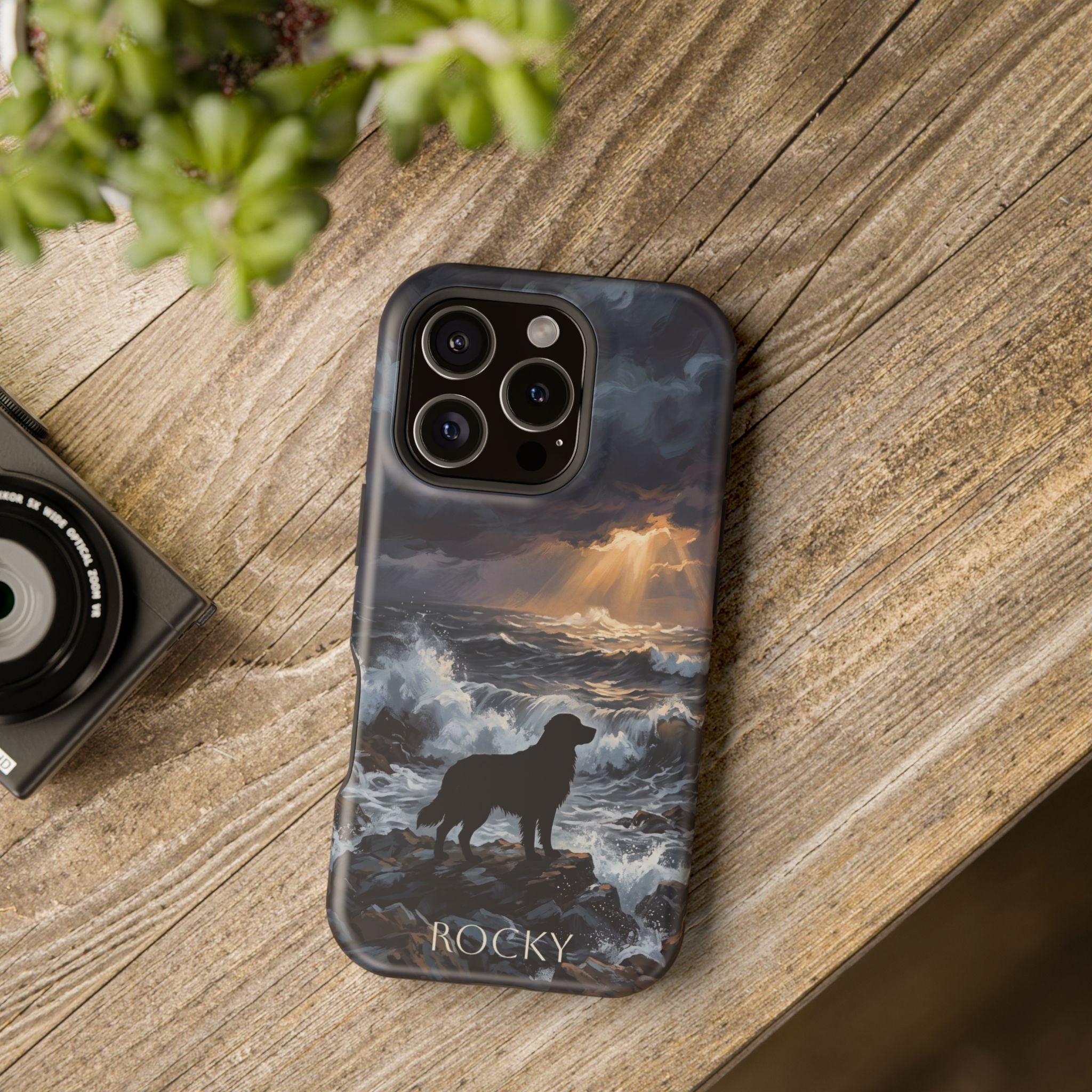 Personalized Golden Retriever Stormy Sea Phone Case — Wireless Charging Cover