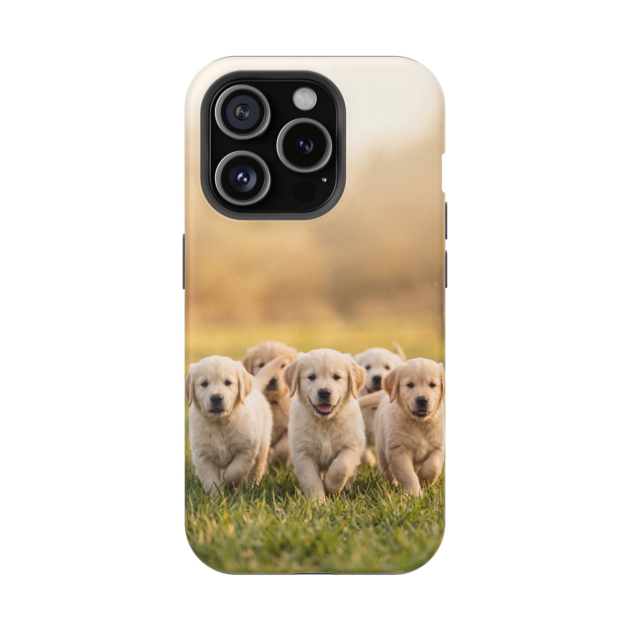Golden Retriever Puppies Phone Case — Impact-Resistant Wireless Charging Cover