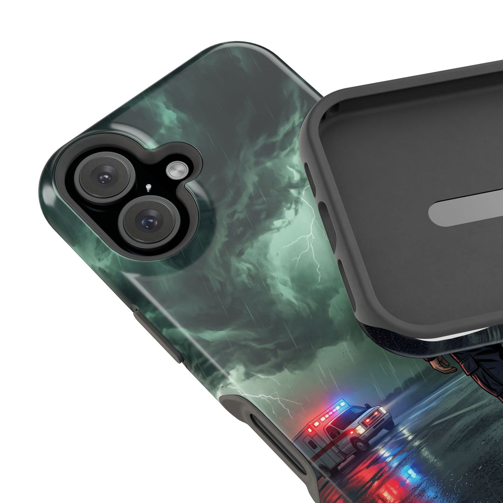 Female Paramedic Green Storm Phone Case — Magnetic Wireless Charging Cover