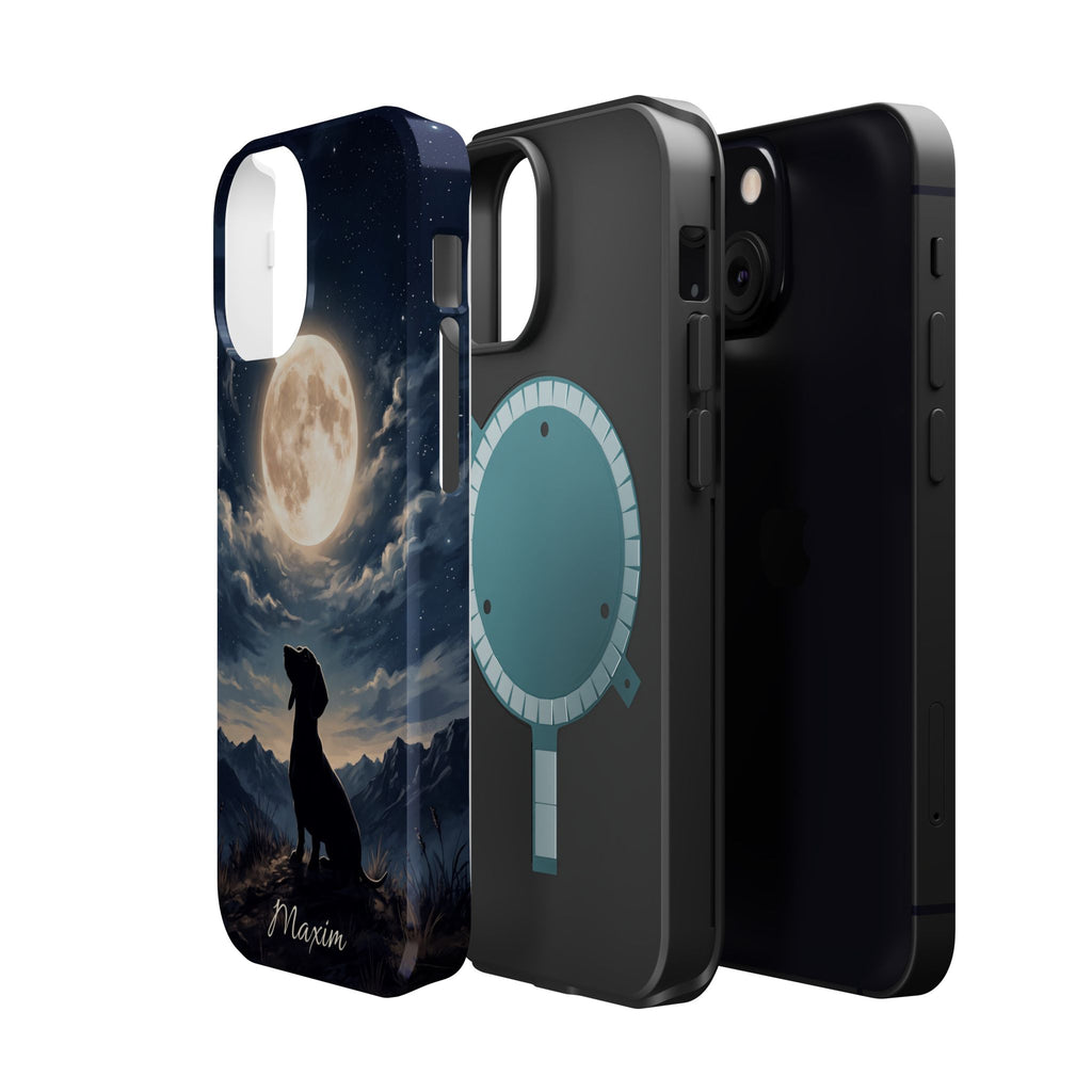 Personalized Dachshund Moonlight Phone Case — Wireless Charging Cover