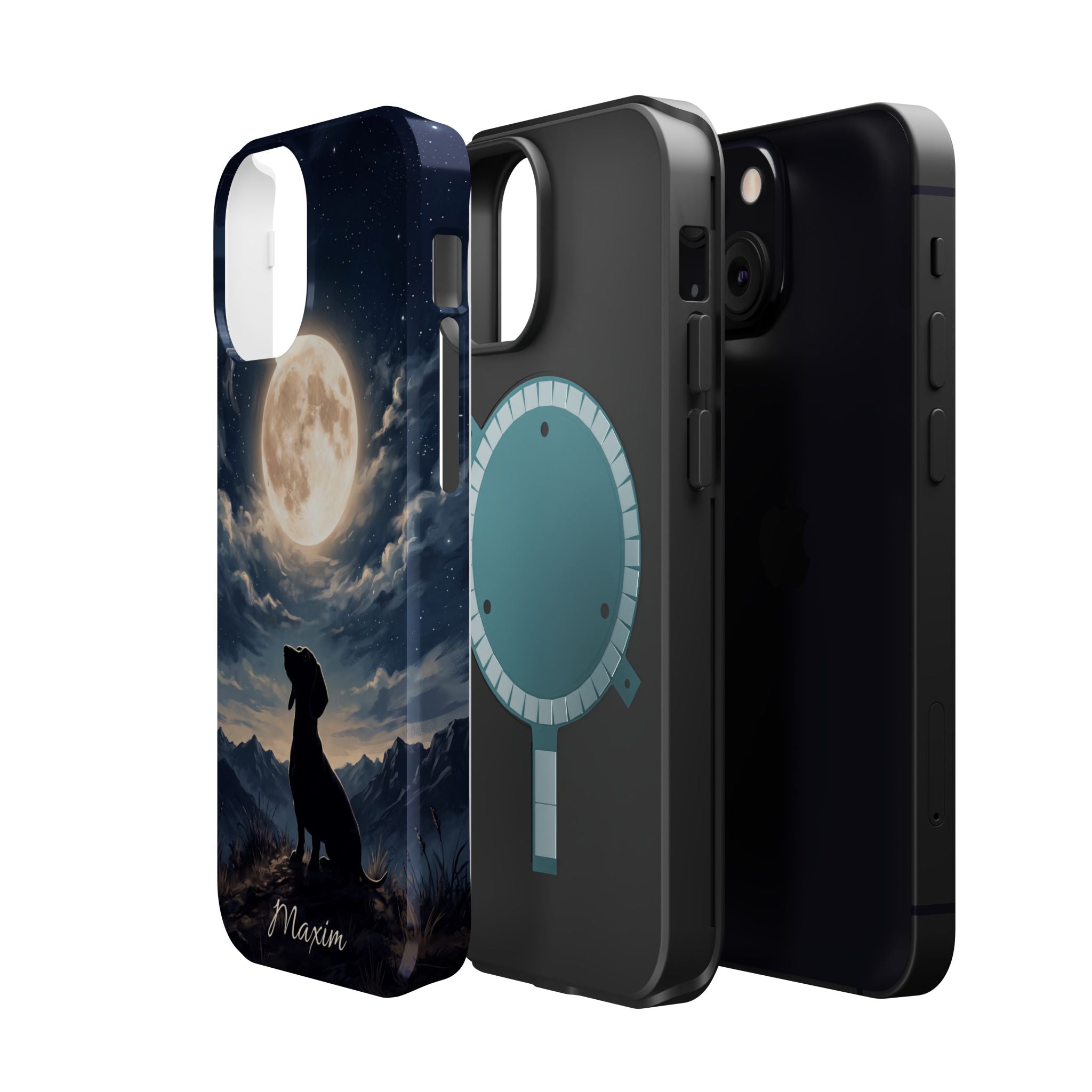 Personalized Dachshund Moonlight Phone Case — Wireless Charging Cover