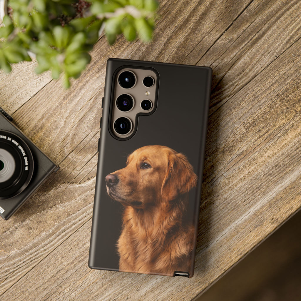 Golden Retriever Portrait Phone Case | Realistic Dog Photo on Black Background | iPhone & Samsung