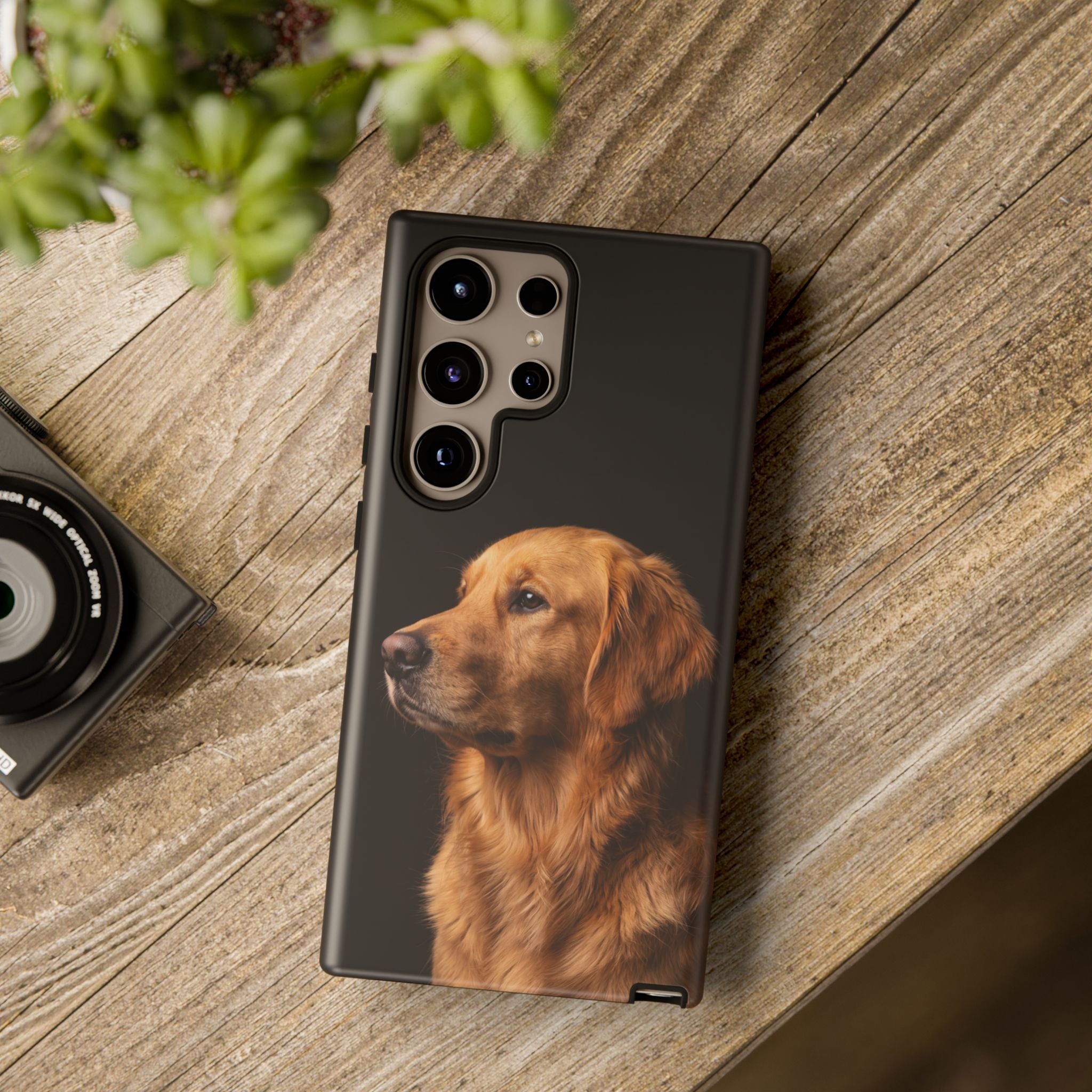 Golden Retriever Portrait Phone Case | Realistic Dog Photo on Black Background | iPhone & Samsung