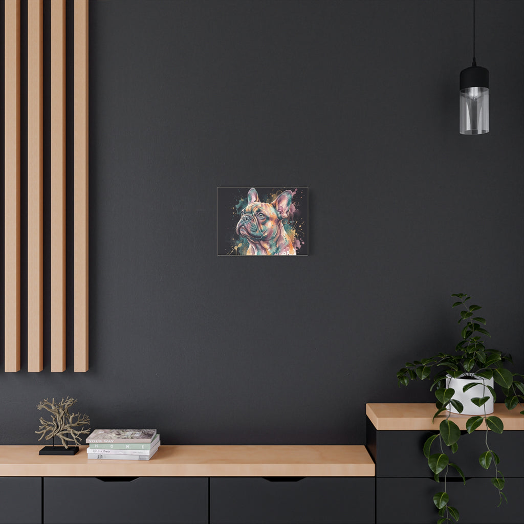Watercolor French Bulldog Canvas Print — Colorful Dog Wall Art, Matte Stretched Canvas