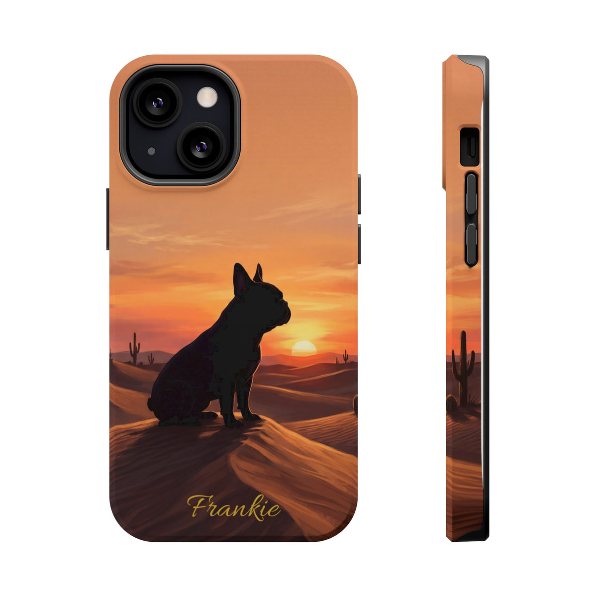 Personalized French Bulldog Desert Sunset Phone Case — Wireless Charging Cover