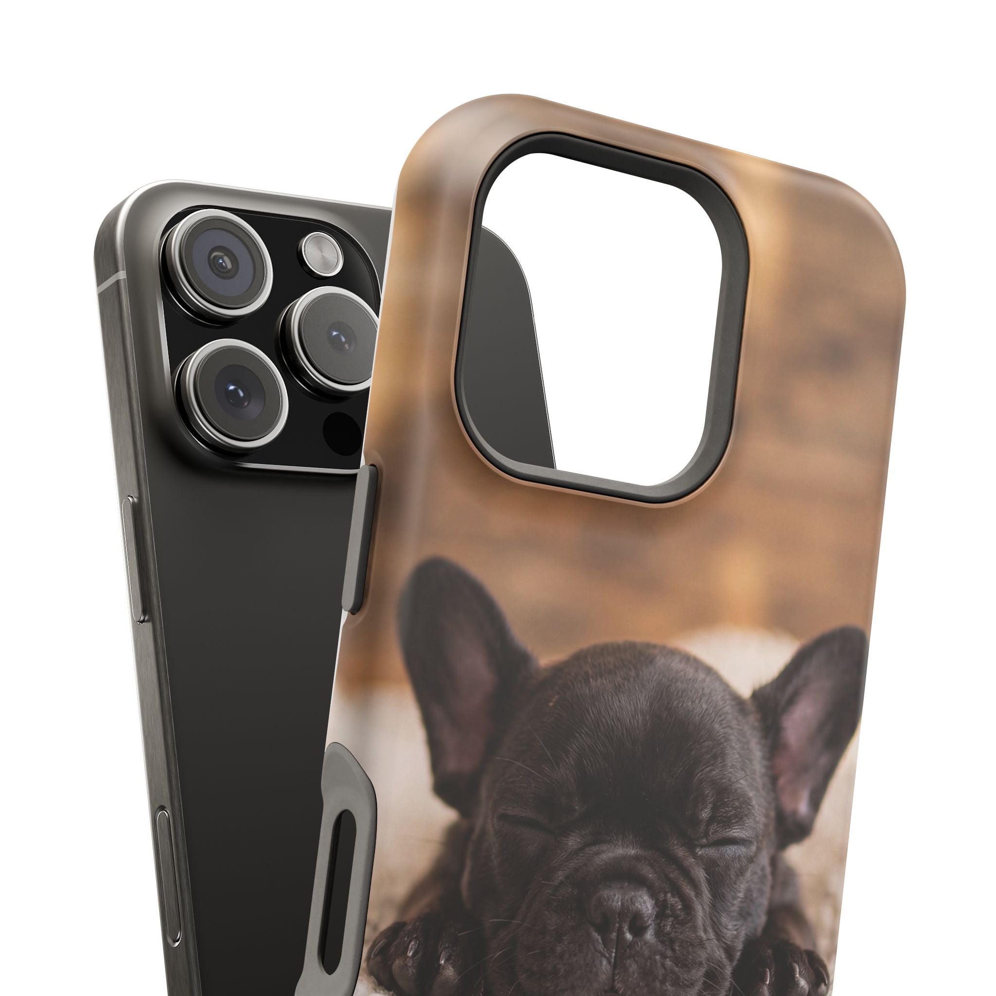 Sleepy French Bulldog Phone Case — Impact-Resistant Wireless Charging Cover