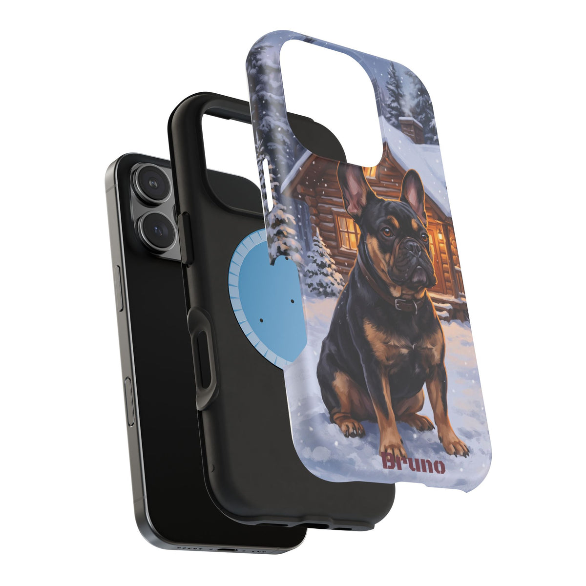 Personalized French Bulldog Cozy Cabin Phone Case — Wireless Charging Cover