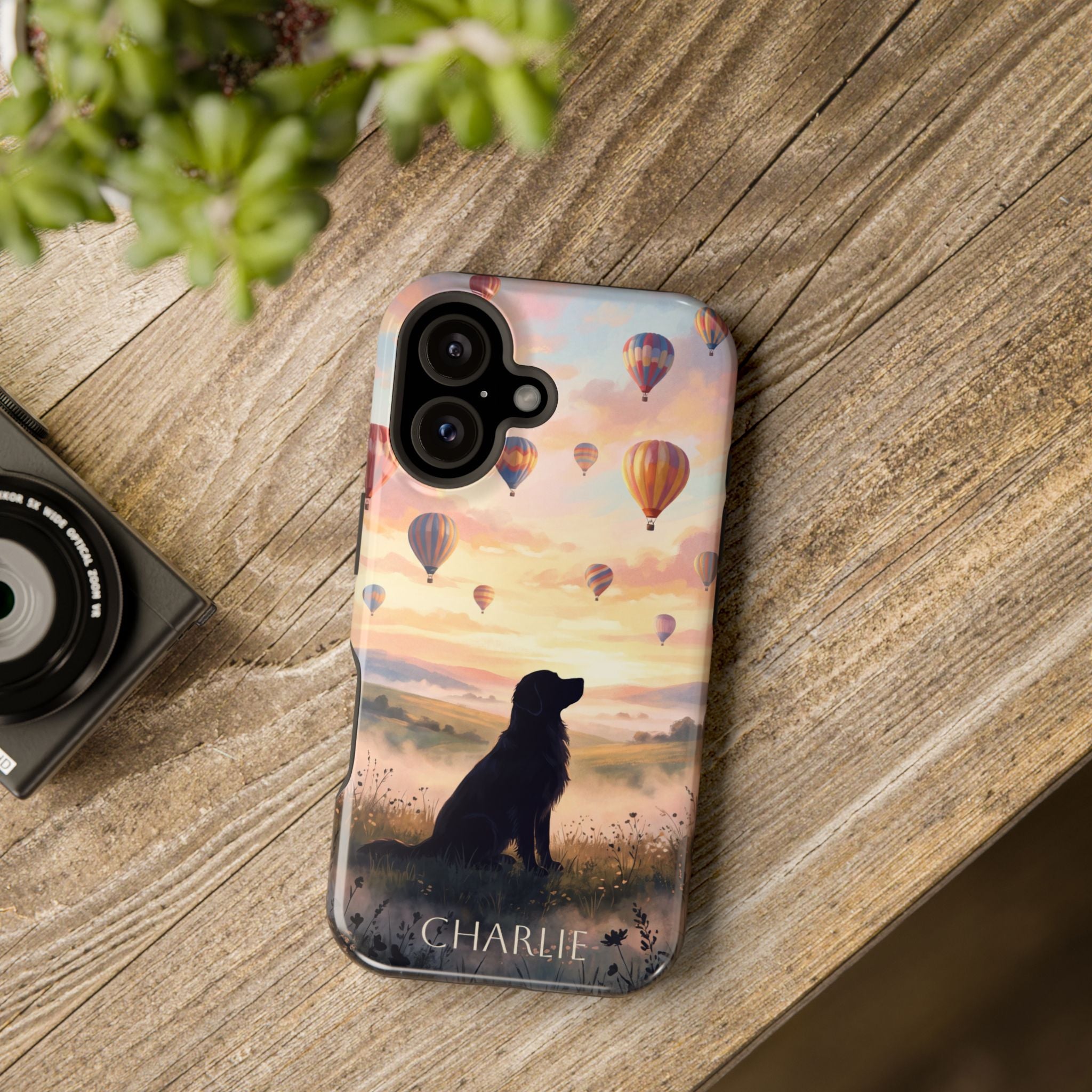 Personalized Golden Retriever Hot Air Balloon Phone Case — Wireless Charging Cover
