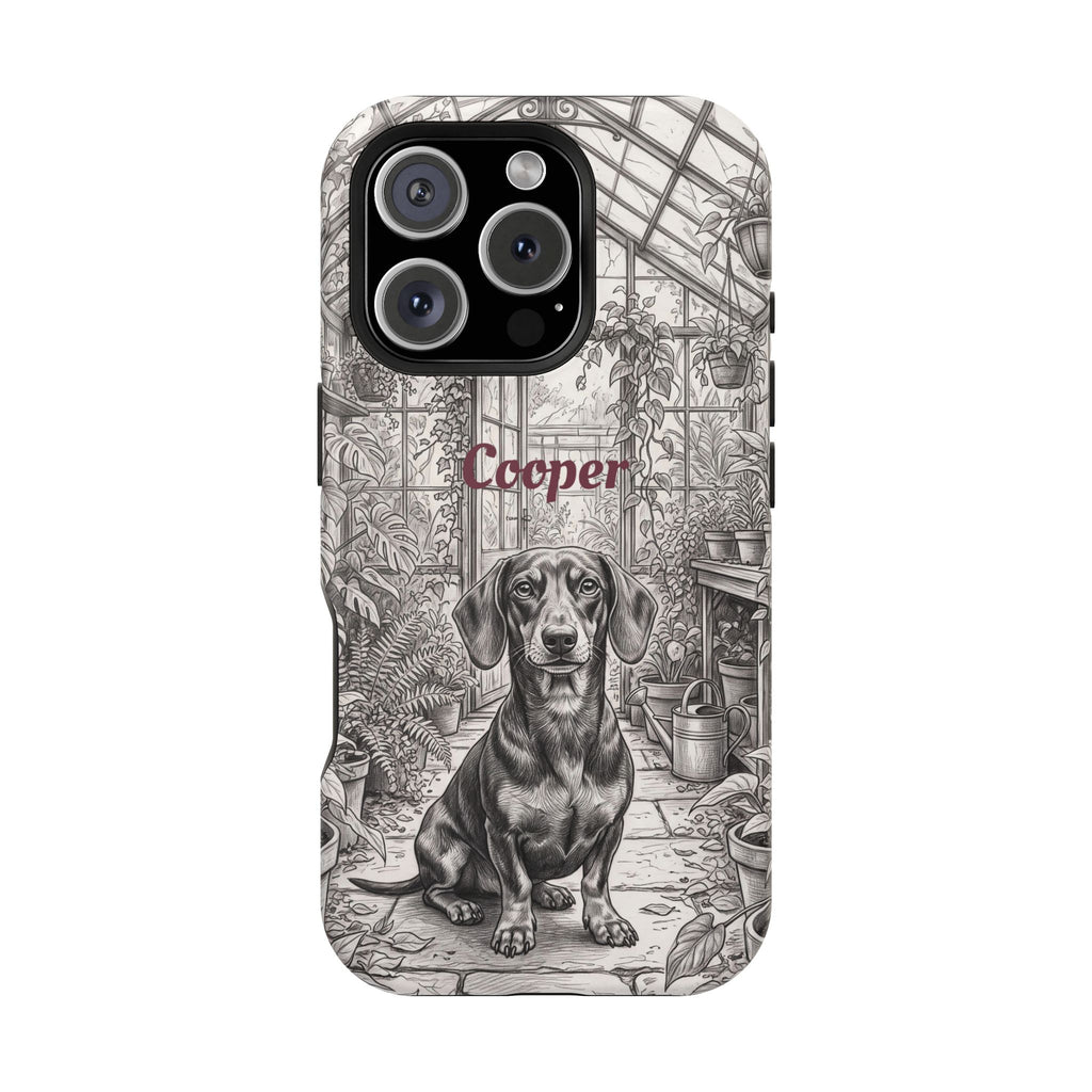 Personalized Dachshund Vintage Greenhouse Phone Case — Wireless Charging Cover
