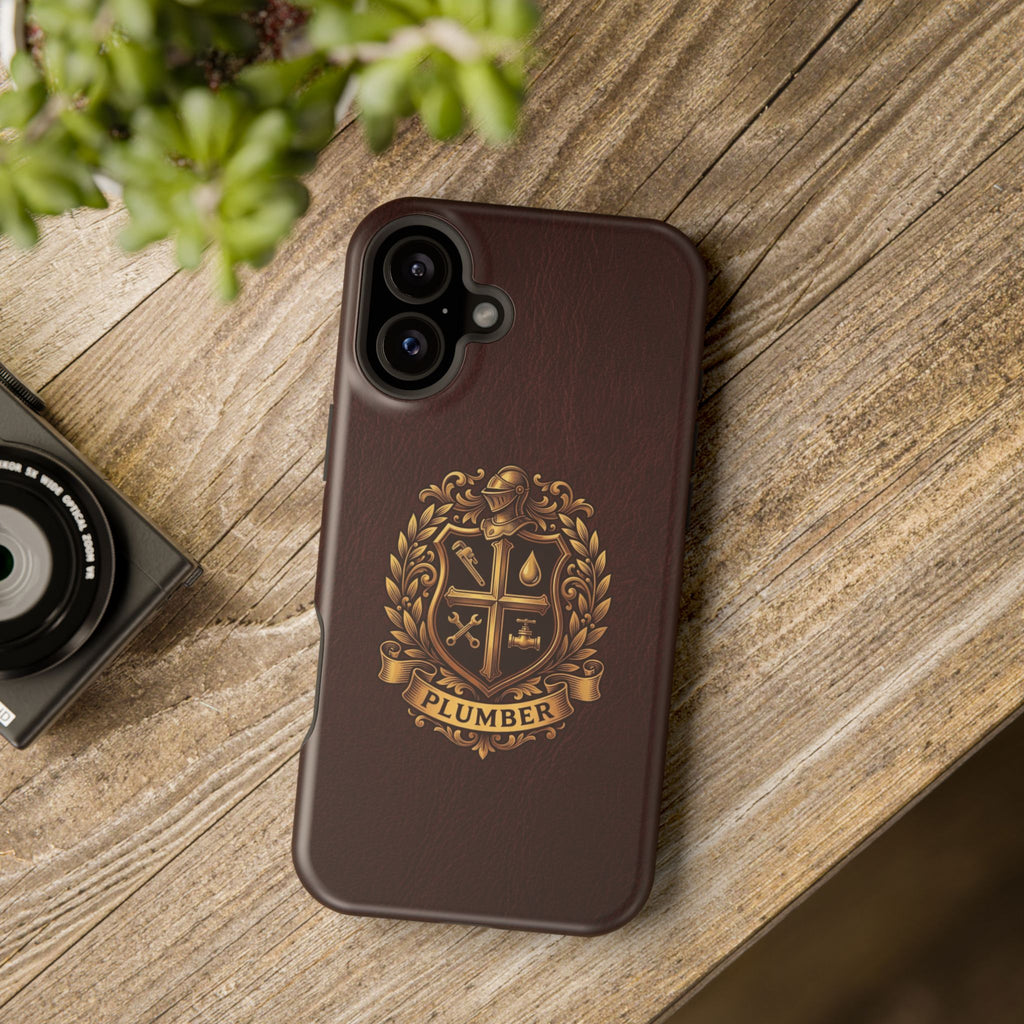 Plumber Crest Phone Case — Heraldic Shield Design Wireless Charging Cover