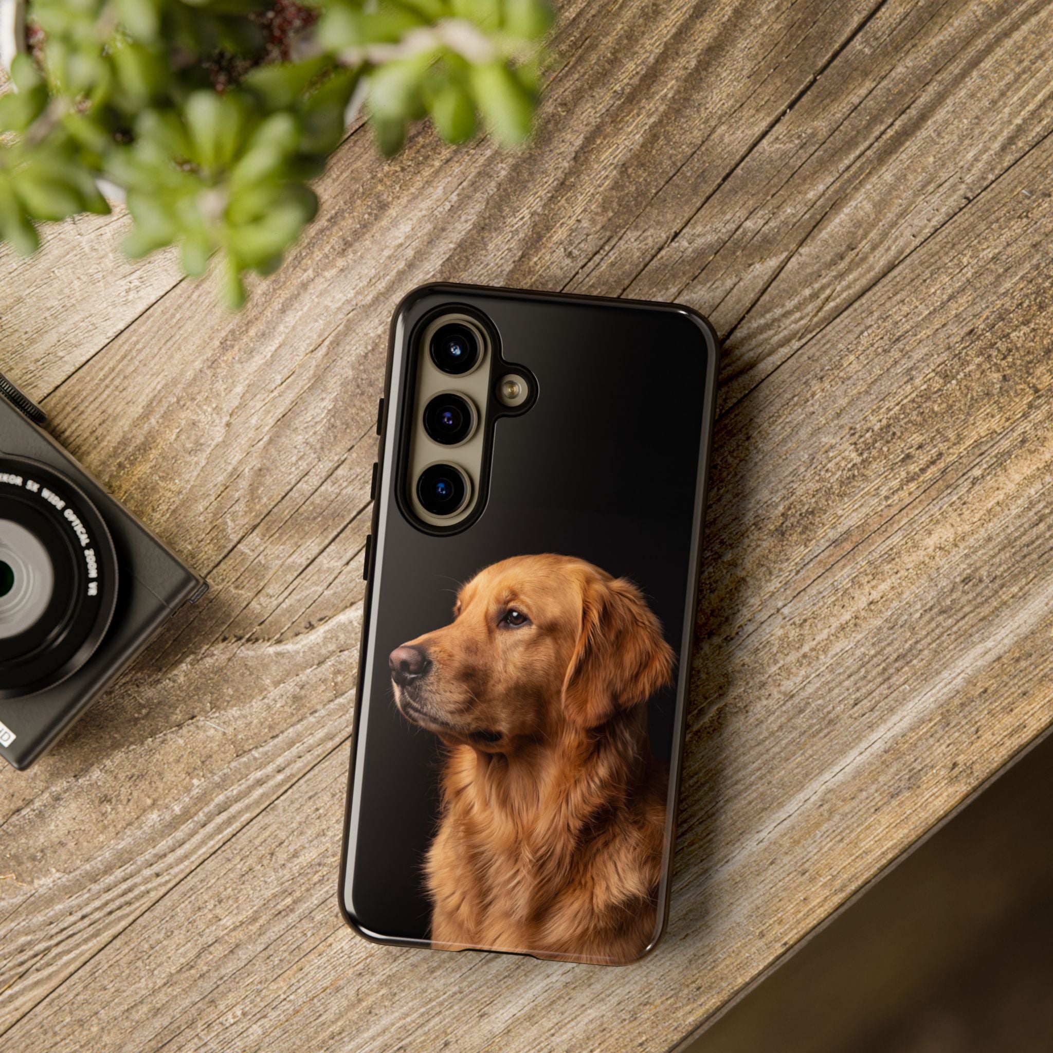 Golden Retriever Portrait Phone Case | Realistic Dog Photo on Black Background | iPhone & Samsung