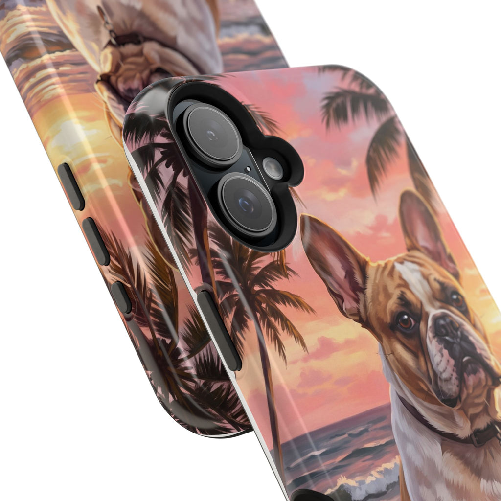 Personalized French Bulldog Beach Portrait Phone Case — Wireless Charging Cover