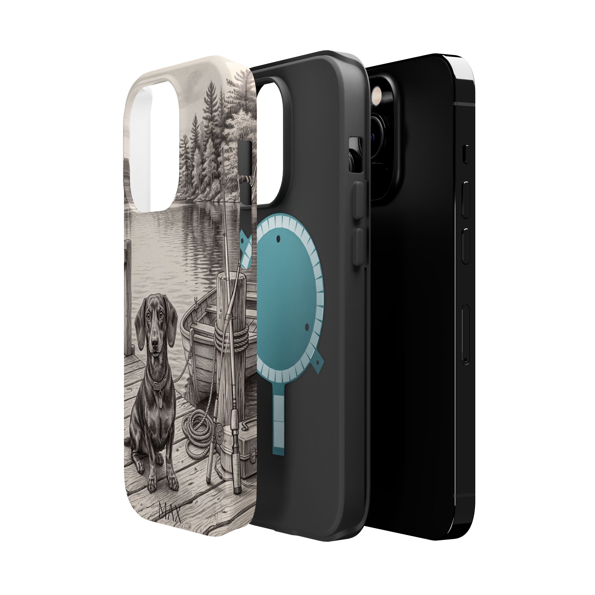 Personalized Dachshund Sunset Beach Phone Case — Wireless Charging Cover