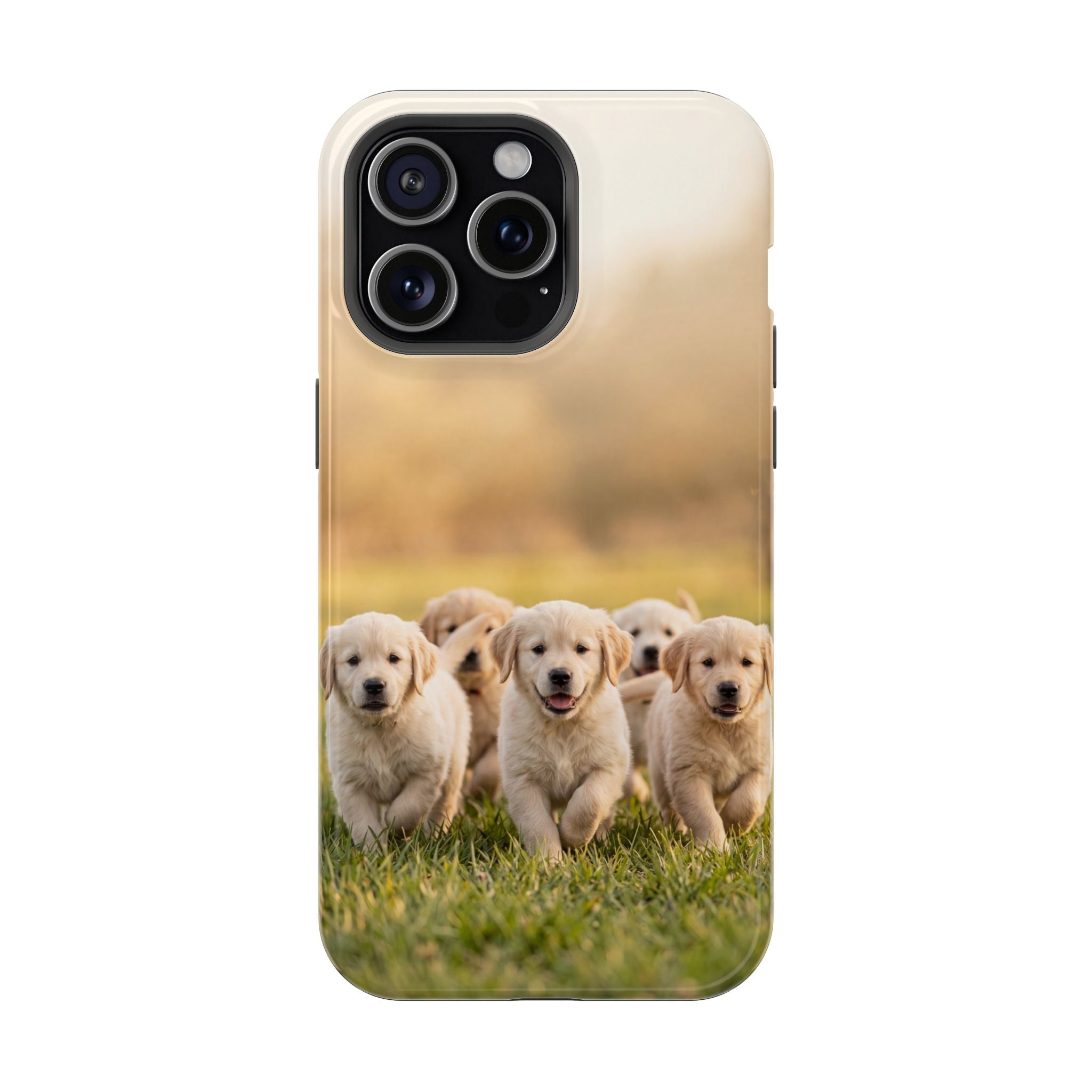 Golden Retriever Puppies Phone Case — Impact-Resistant Wireless Charging Cover