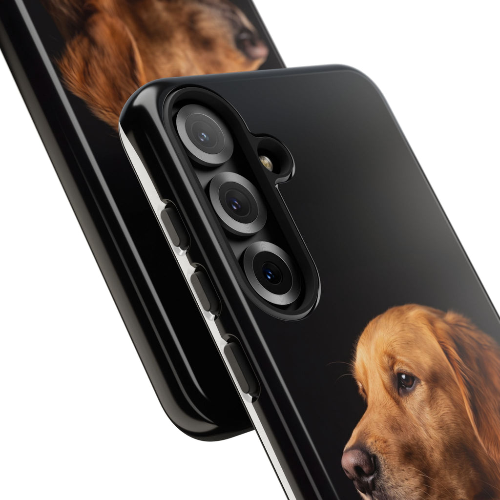 Golden Retriever Portrait Phone Case | Realistic Dog Photo on Black Background | iPhone & Samsung