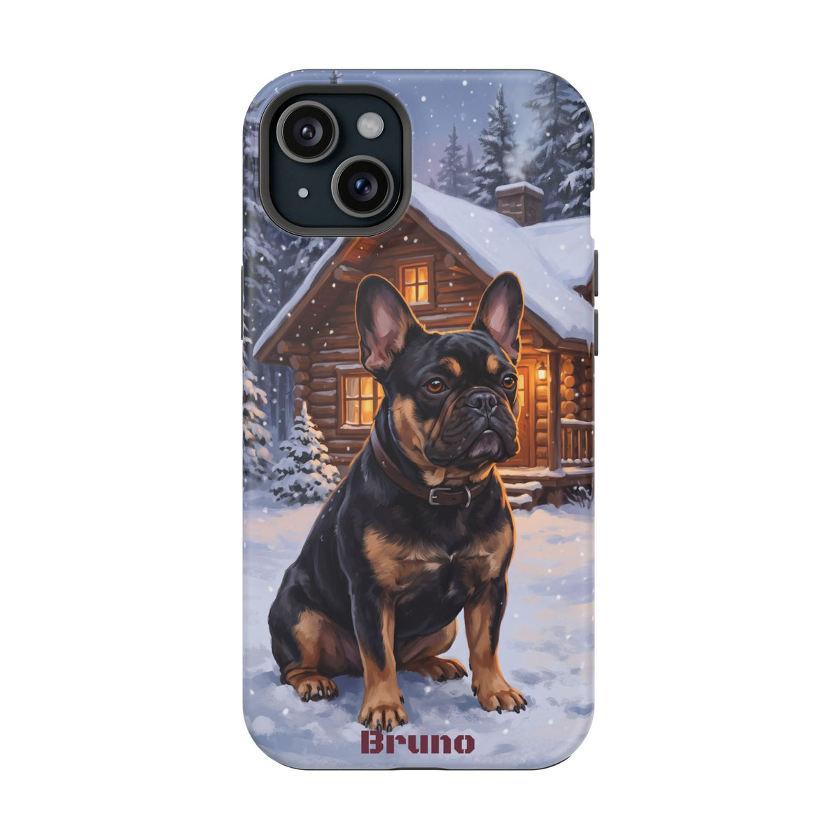 Personalized French Bulldog Cozy Cabin Phone Case — Wireless Charging Cover
