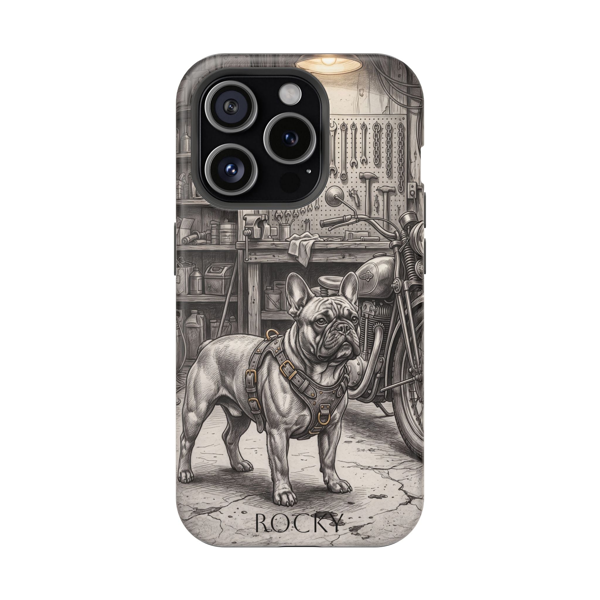 Personalized French Bulldog Vintage Street Phone Case — Wireless Charging Cover