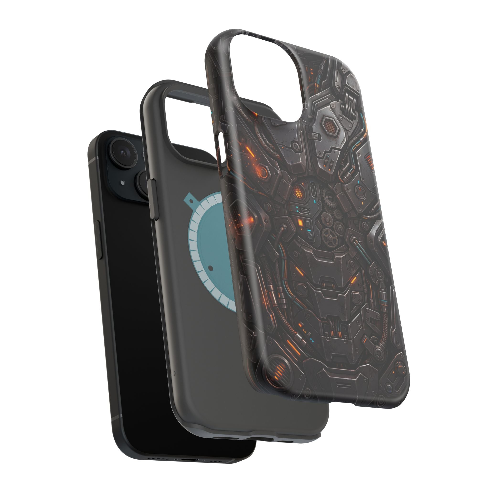 Mech Armor Phone Case — Industrial Circuit Wireless Charging Cover