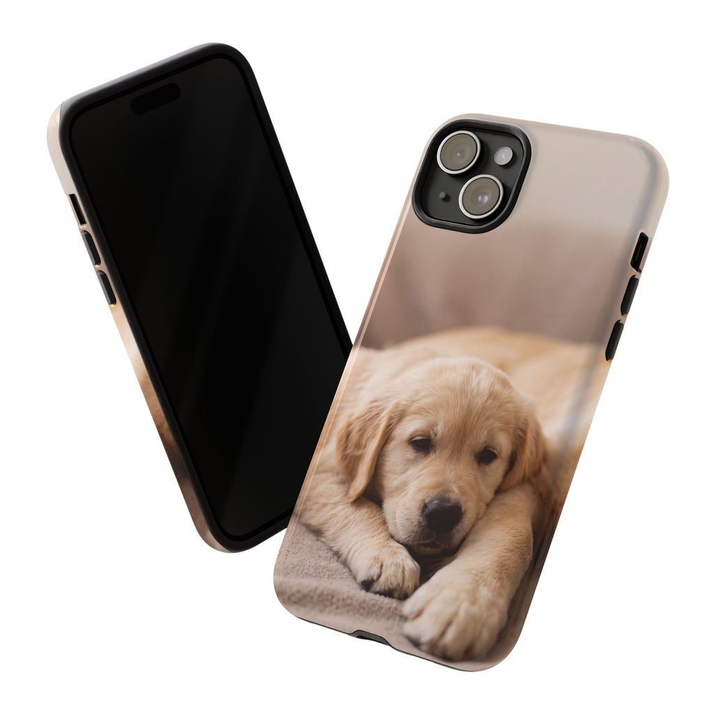 Sleepy Golden Retriever Puppy Phone Case | Cozy Cuddly Puppy Portrait | Samsung & iPhone