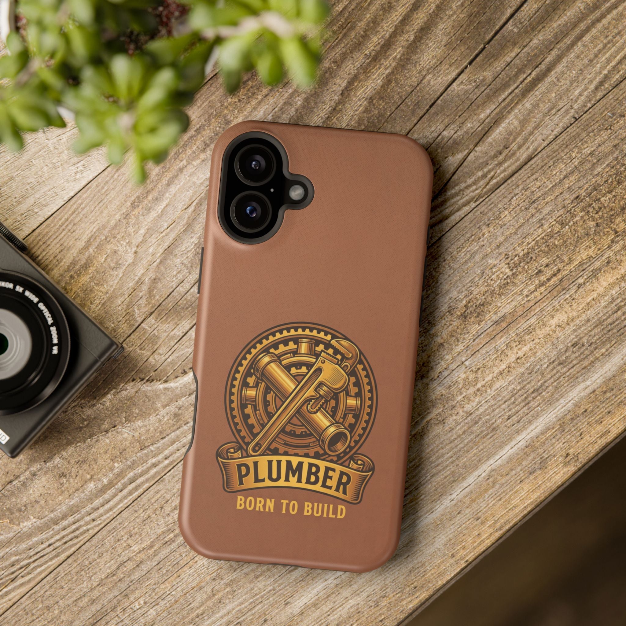 Plumber Born to Build Phone Case — Badge Wireless Charging Cover