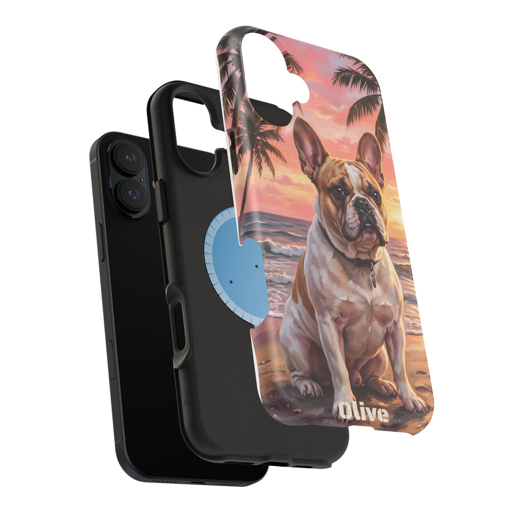 Personalized French Bulldog Beach Portrait Phone Case — Wireless Charging Cover