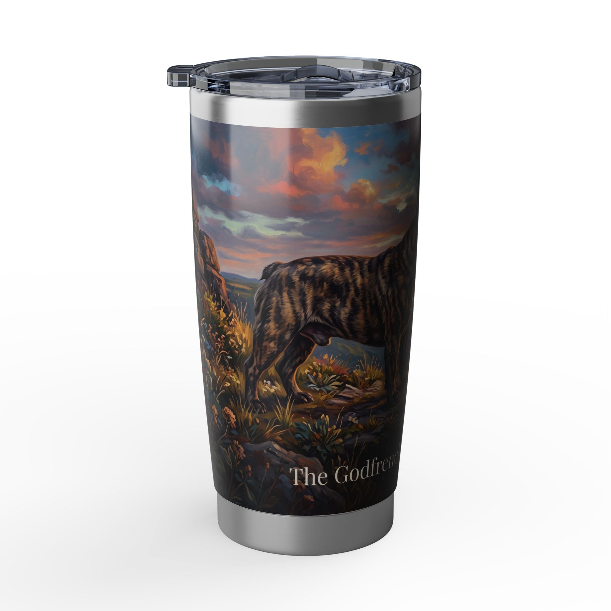 Personalized Frenchie Tumbler – Coastal Cliffs Travel Mug, Custom Name Gift for Dog Lover