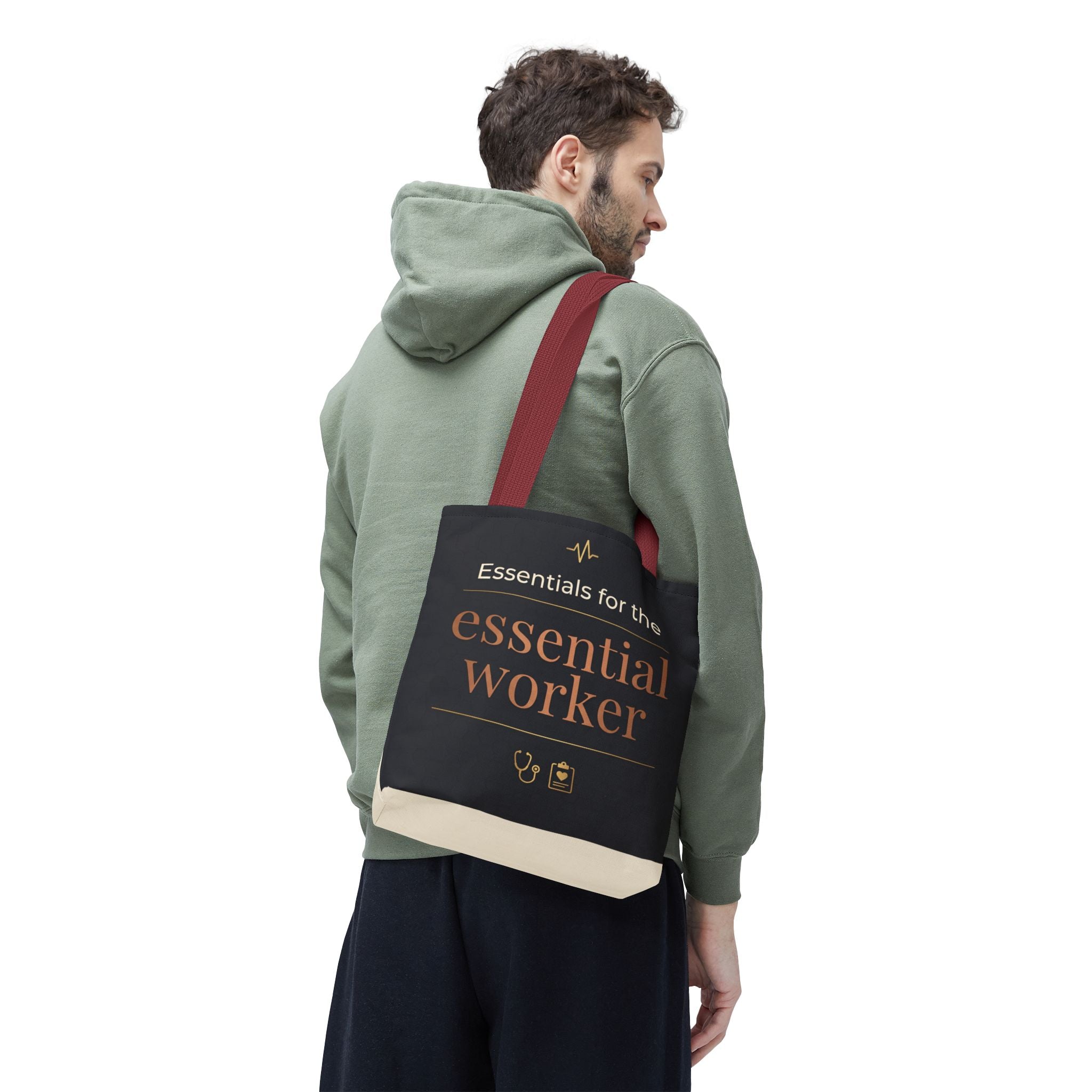 Essentials for the Essential Worker Tote | Healthcare Worker Gift Tote Bag | Nurse Doctor Appreciation Gift | Premium Polyester Carry-All