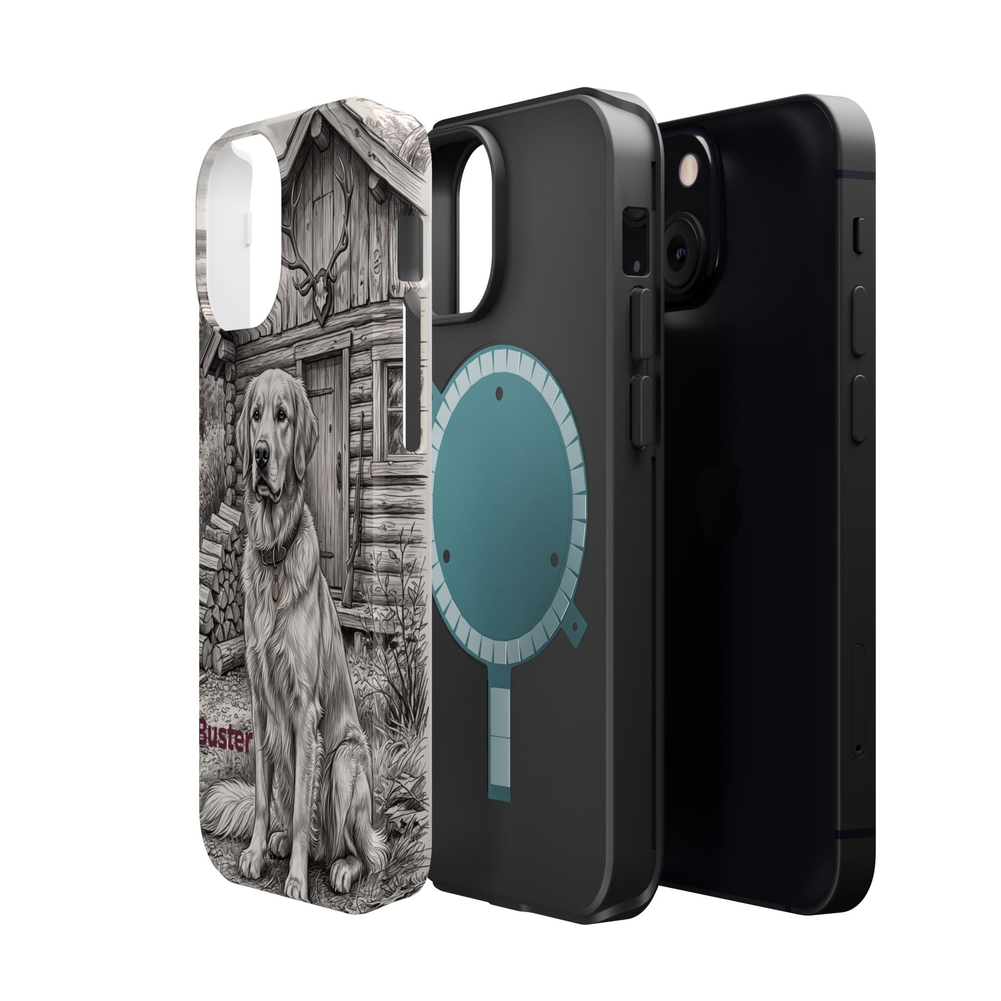 Personalized Golden Retriever Cabin Porch Phone Case — Wireless Charging Cover
