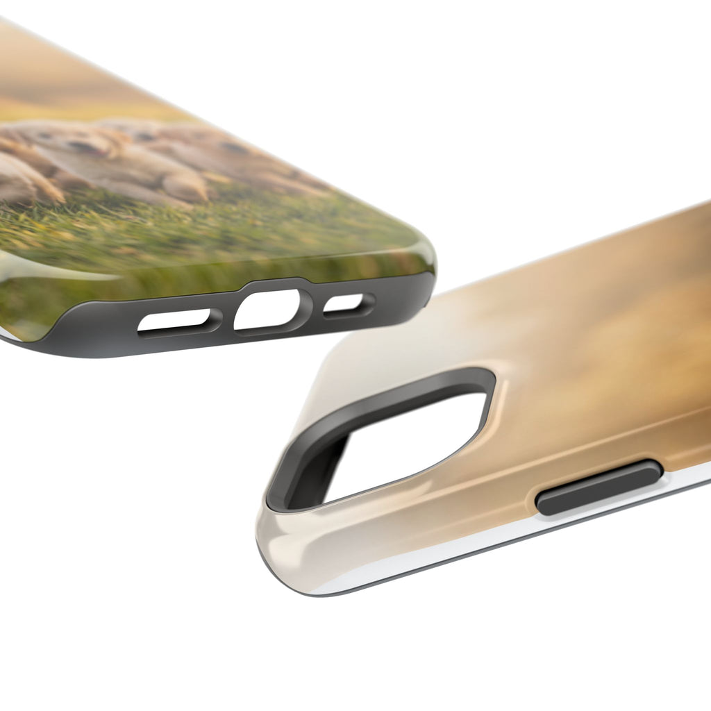 Golden Retriever Puppies Phone Case — Impact-Resistant Wireless Charging Cover
