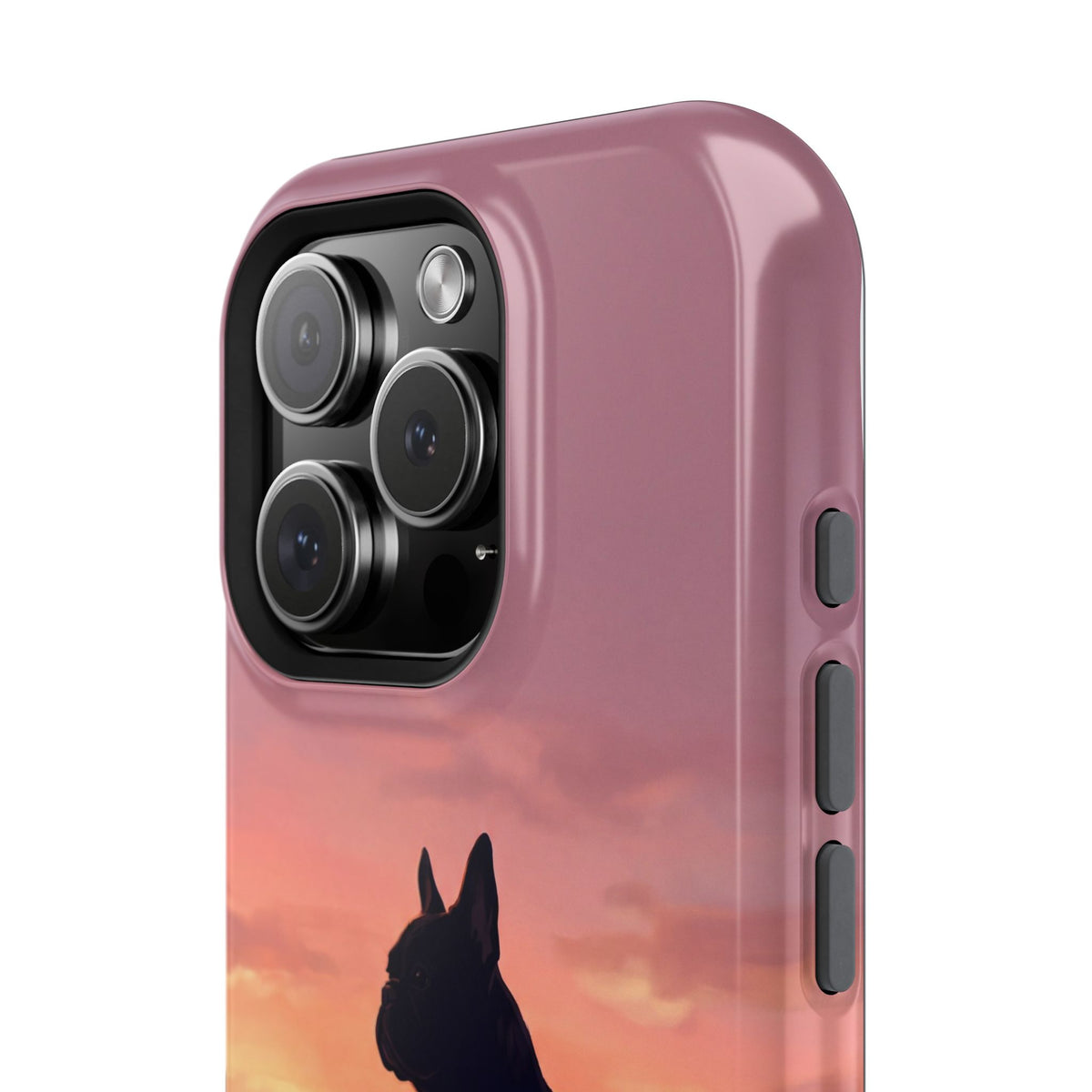 Personalized French Bulldog City Skyline Sunset Phone Case — Wireless Charging Cover
