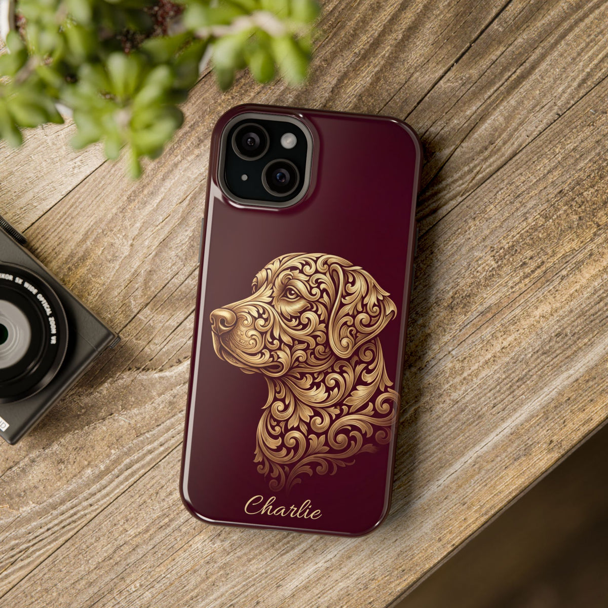 Personalized Gold Filigree Labrador Phone Case — Tough Magnetic Case with Wireless Charging