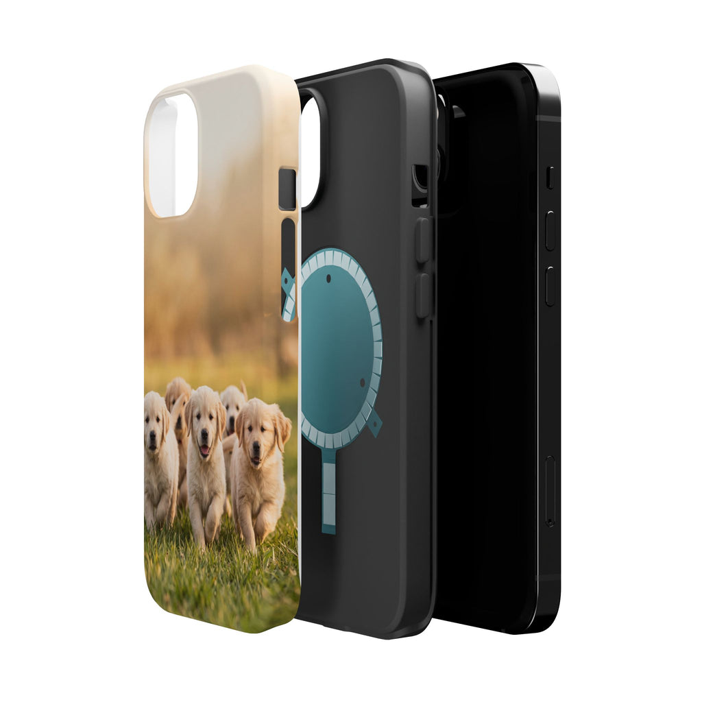 Golden Retriever Puppies Phone Case — Impact-Resistant Wireless Charging Cover