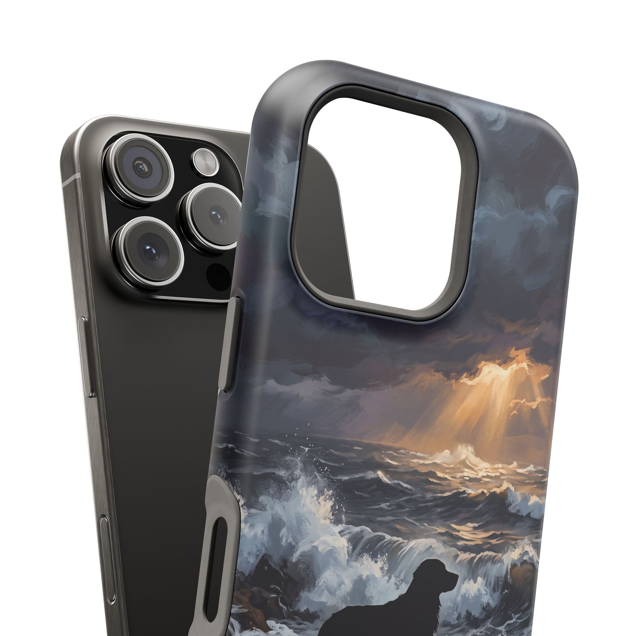 Personalized Golden Retriever Stormy Sea Phone Case — Wireless Charging Cover